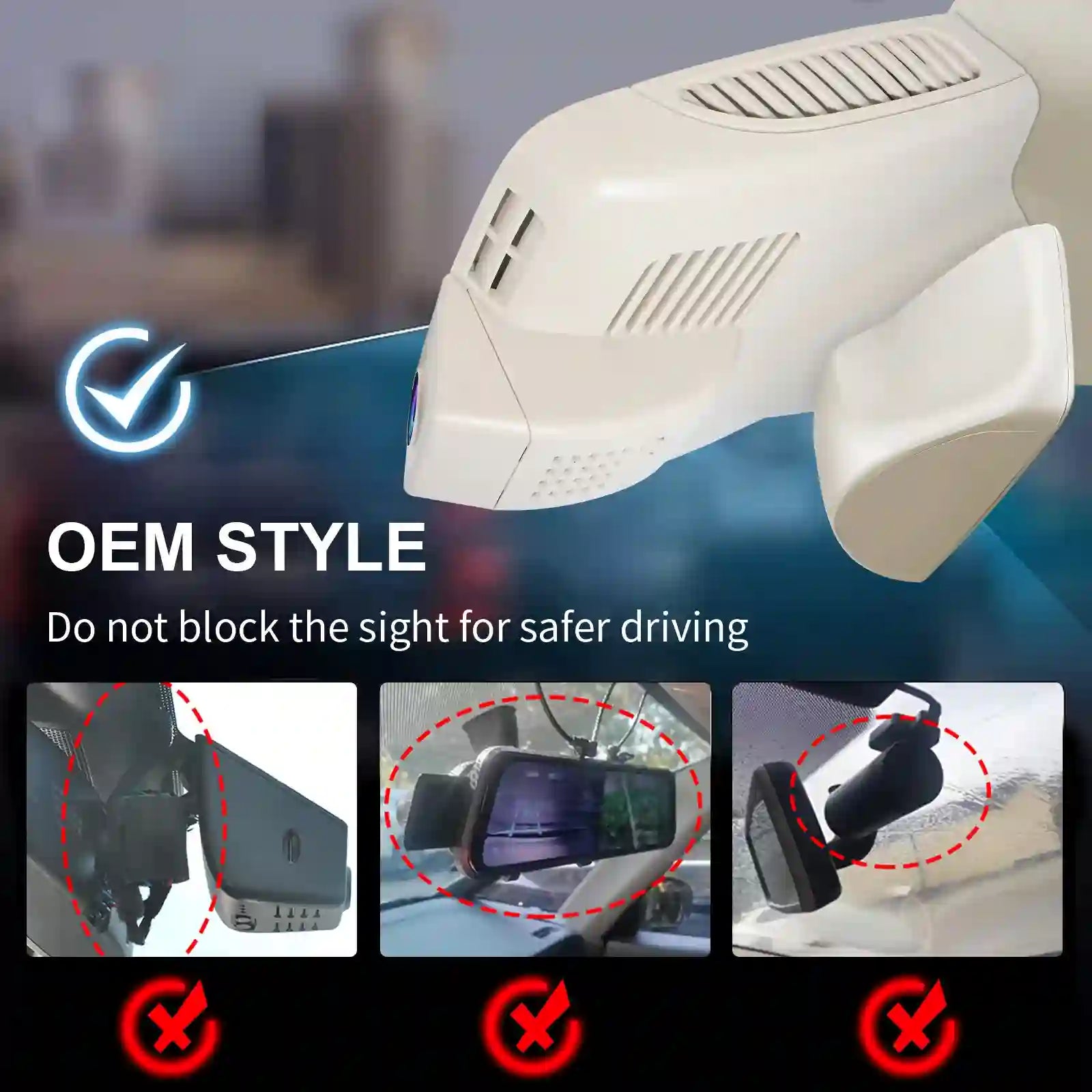 Car air freshener with text about safe driving and OEM style