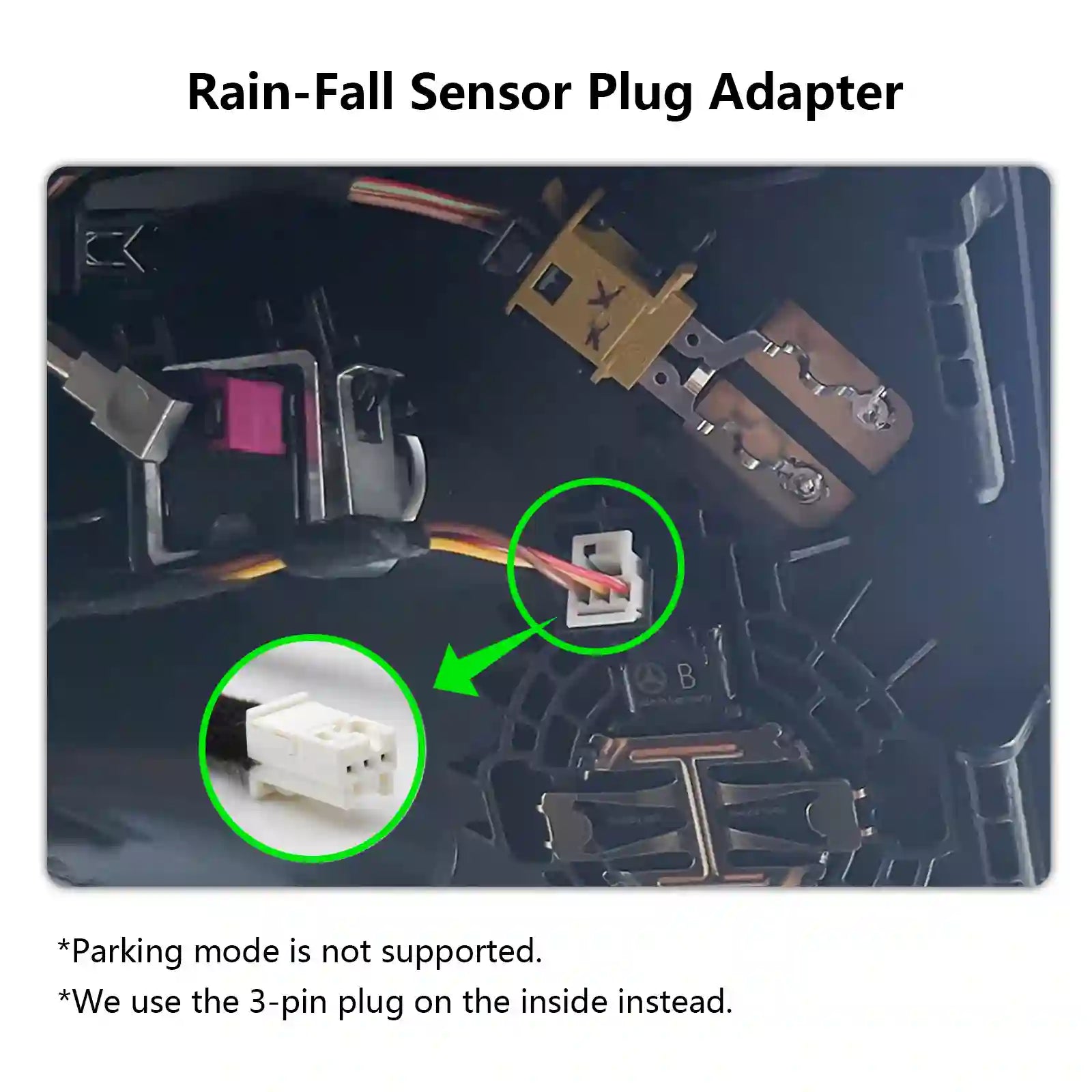Rain-Fall Sensor Plug Adapter with wiring diagram on a dark background