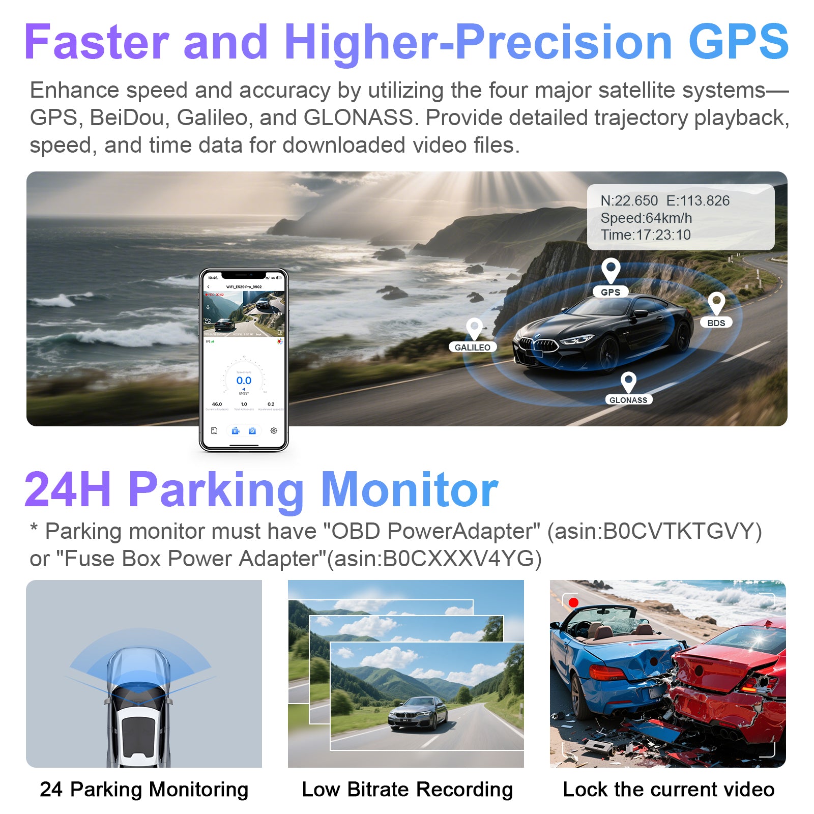 4K Front & 2K Rear 2 Channel HDR Dash Cam, Dual STARVIS 2 IMX678 IMX675, for Porsche 911 2025 2026(Model C), 5G WiFi, GPS, 128GB