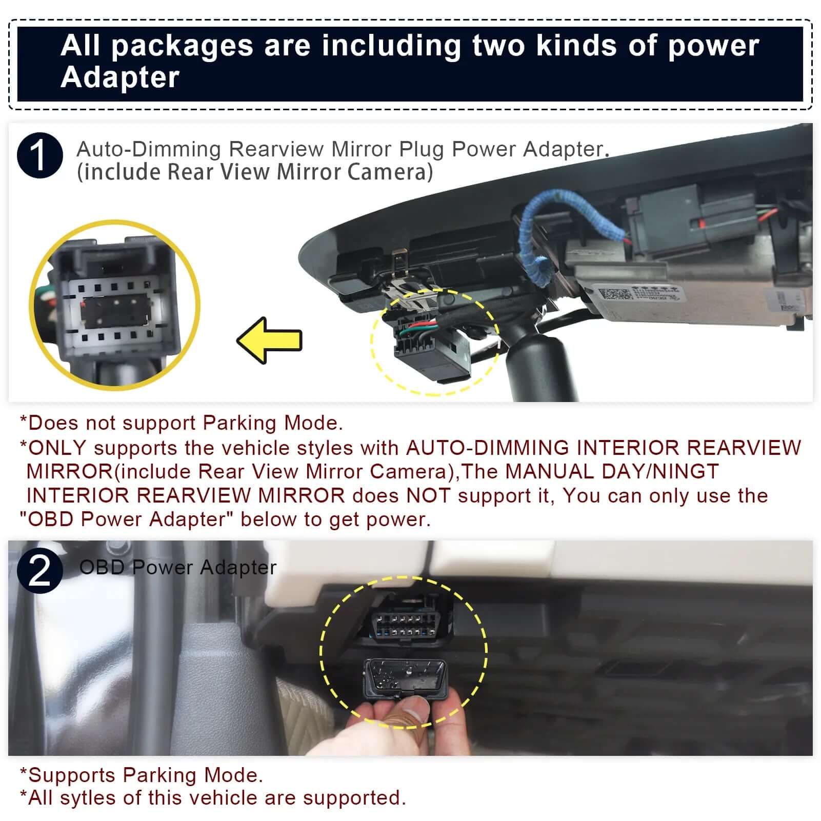 GMC acadia dash cam adapter types