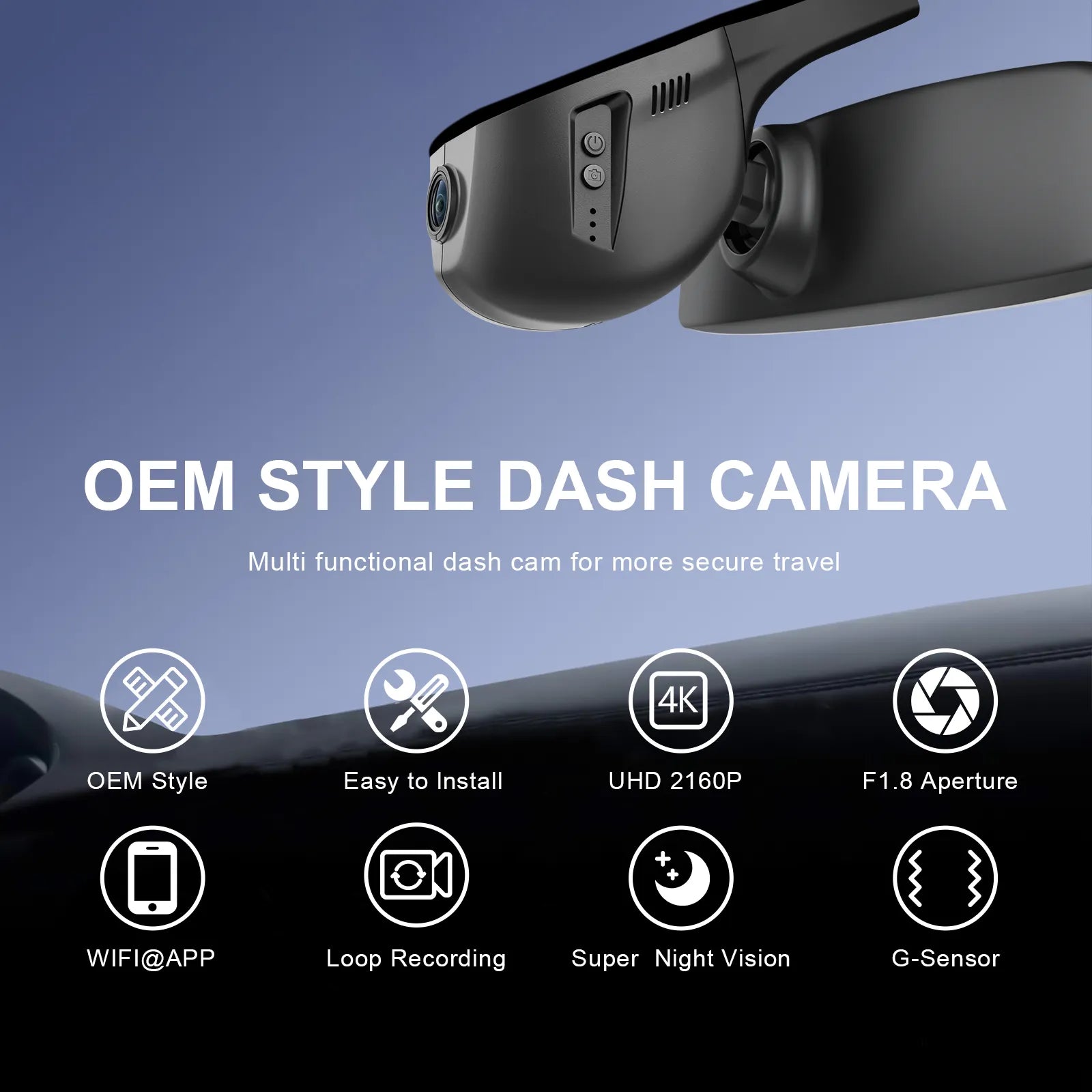 Front 4K & Rear 1080p Dash Cam Custom fit for VW up! & e-up! 2017-2024 (Model A Black), Take up! Move up! high up! e-up! Style etc, UHD 2160P, App & WiFi, Loop Recording, 128GB Card