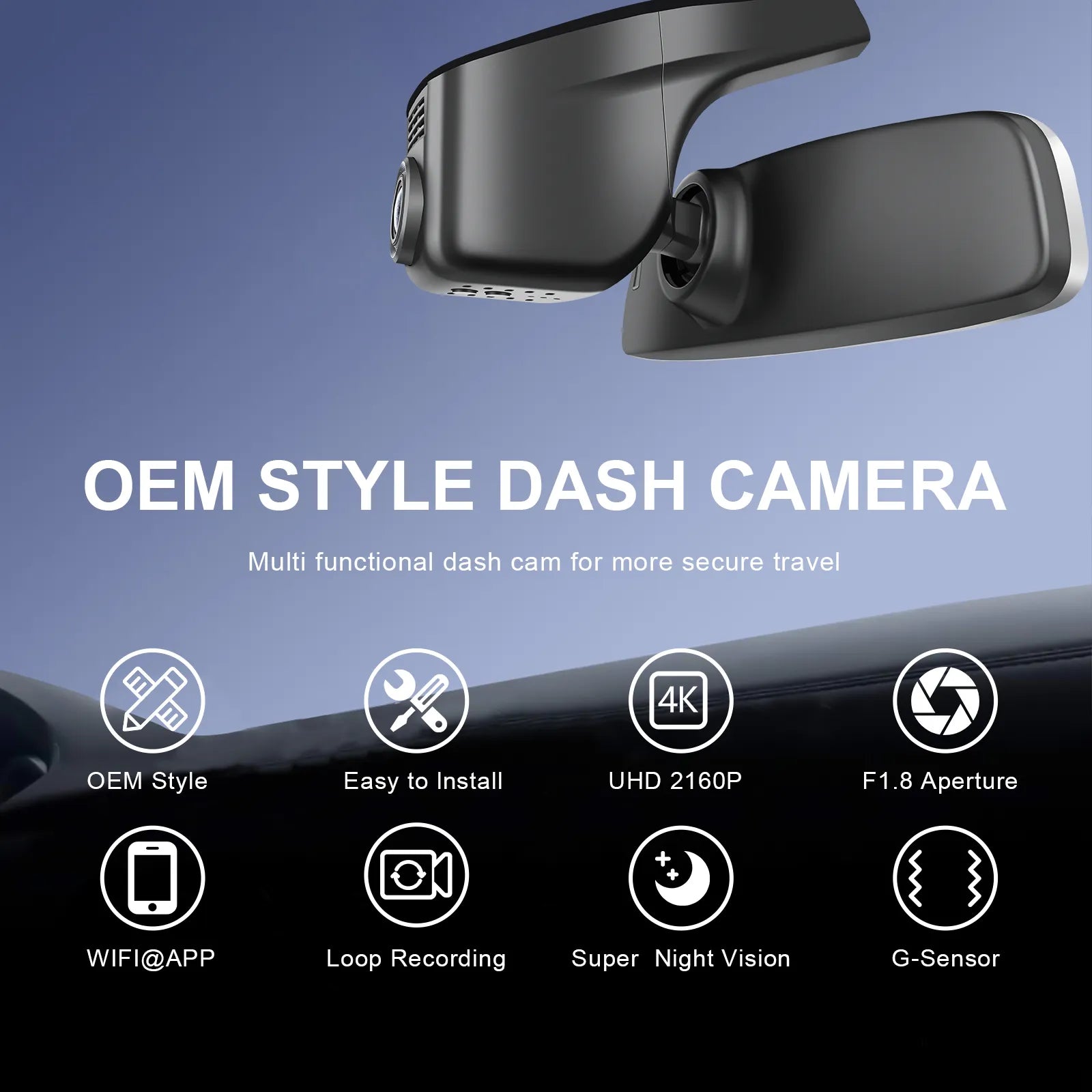 Front 4K & Rear 1080p Dash Cam Custom fit for VW up! & e-up! 2017-2024 (Model A Black), Take up! Move up! high up! e-up! Style etc, UHD 2160P, App & WiFi, Loop Recording, 128GB Card