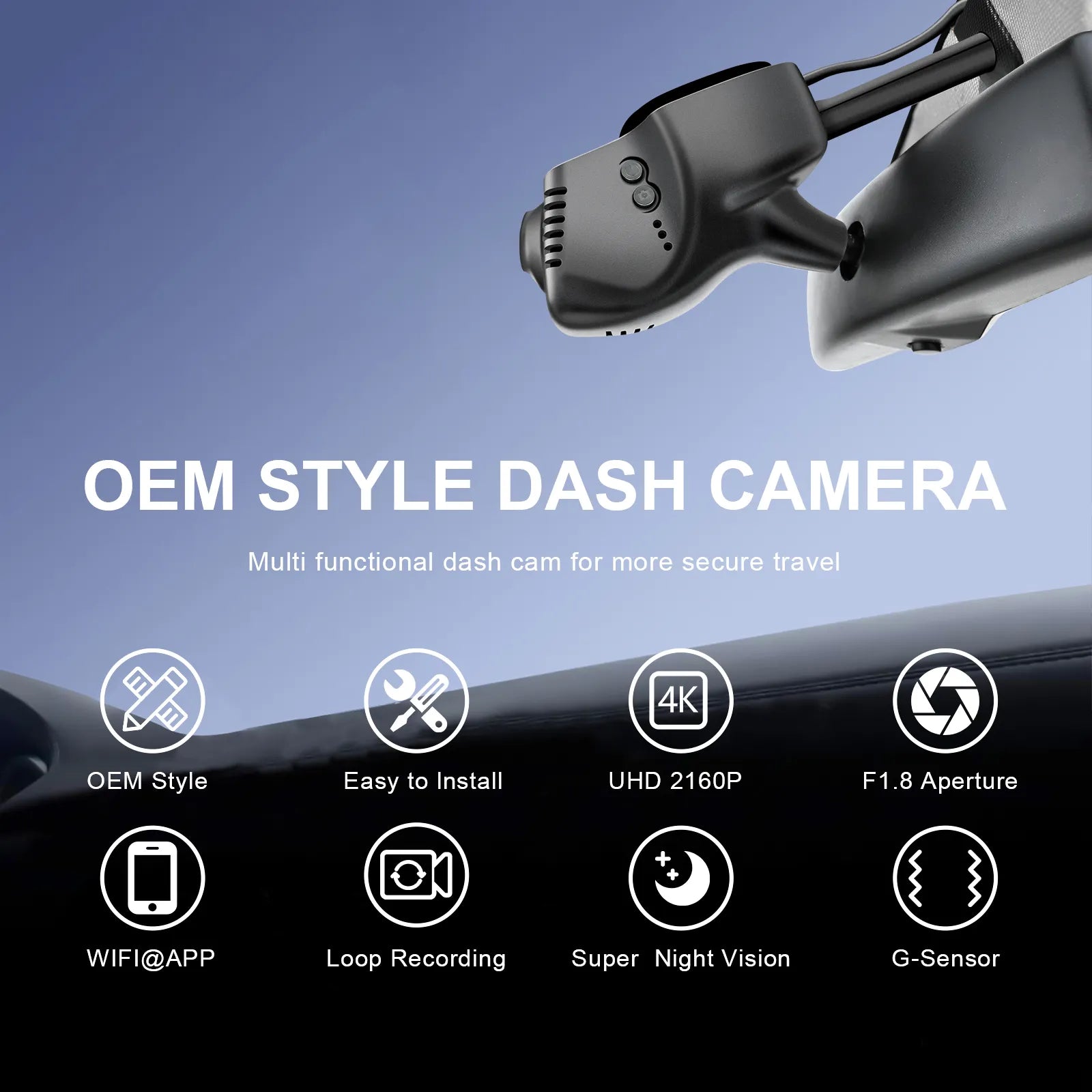 4K Dash Cam for Volkswagen(Model B), Select Beetle 2018-2019, Tiguan 2009-2018, Jetta 2005-2016, Eos 2007-2015, Passat 2012-2015, CC 2009-2012, UHD 2160P Video, WiFi & App, GPS, 64GB Card