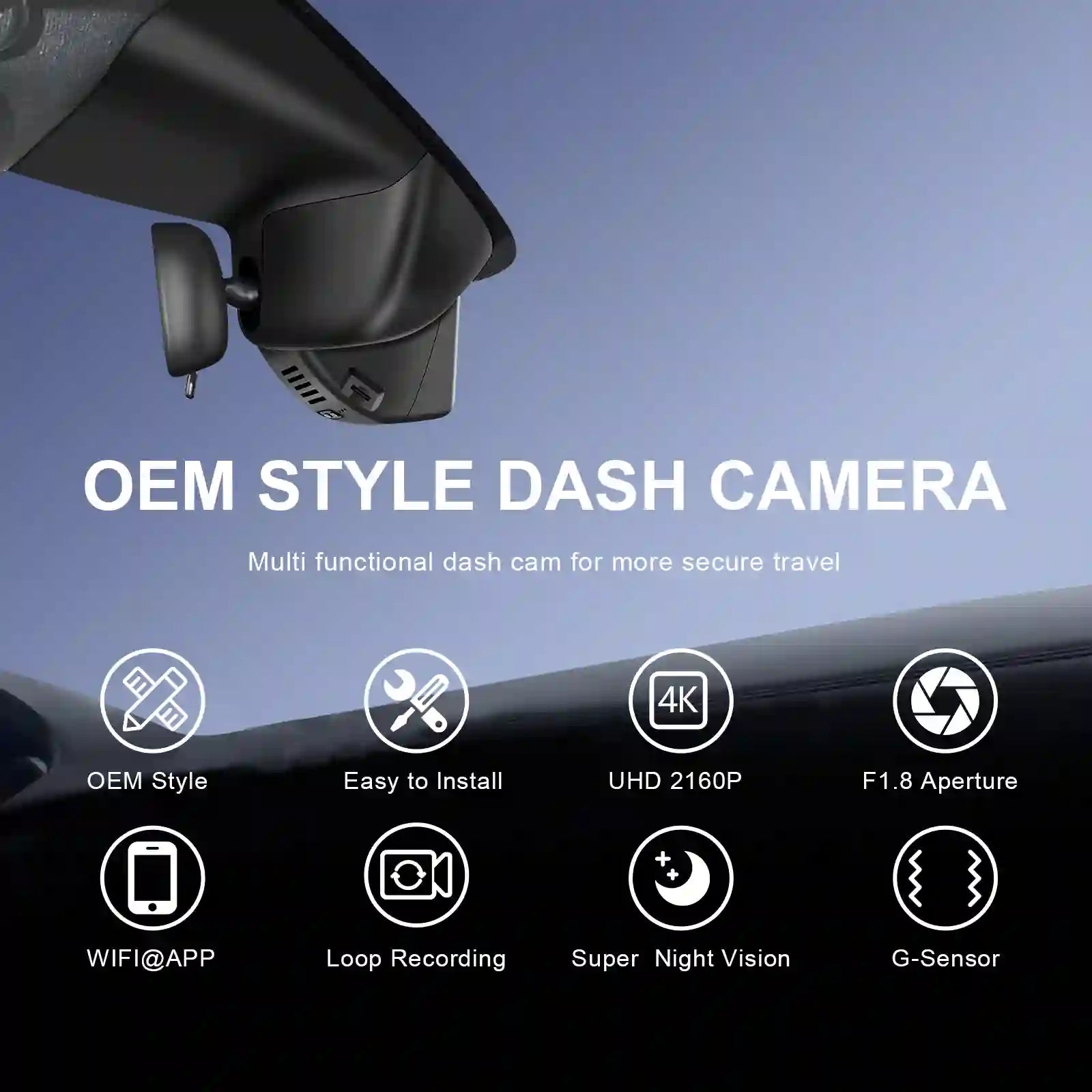 4K Dash Cam for Honda Pilot 2023 2024 2025 Gen4 YG1/2, Passport 2026 Gen4 YF9(Model C), Integrated OEM Look, UHD 2160P Video, WiFi & App, 64GB Card