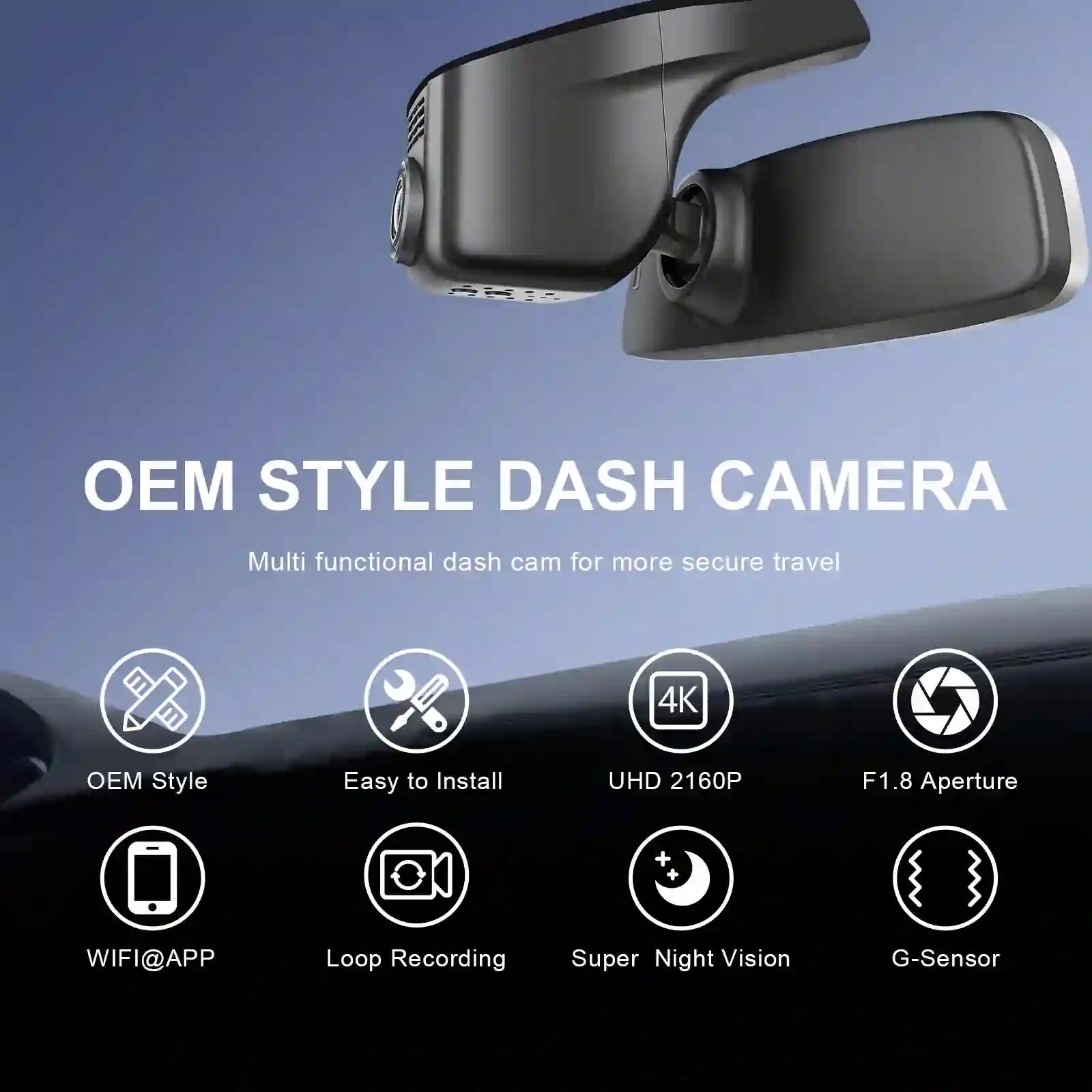 Front 4K & Rear 1080p Dash Cam for Volkswagen Golf & Golf GTI & Golf R MK 7/7.5/8 2015-2025(Model A Black), UHD 2160P, App & WiFi, Loop Recording, Easy to Install, GPS, 128GB Card