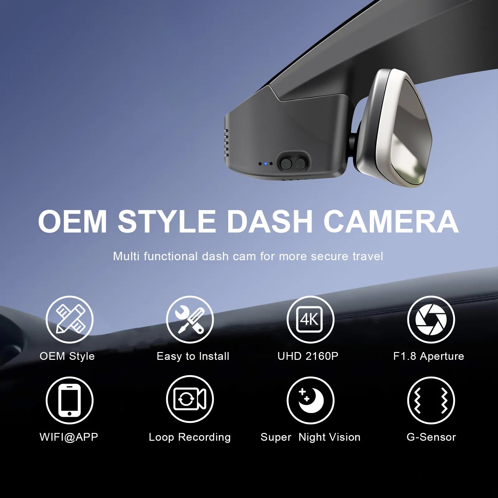 4K Dash Cam Custom fit for VW up! & e-up! 2017-2024 (Model A Black), Take up! Move up! high up! e-up! Style etc, OEM Look, UHD 2160P Video, App & WiFi, Loop Recording, 64GB Card