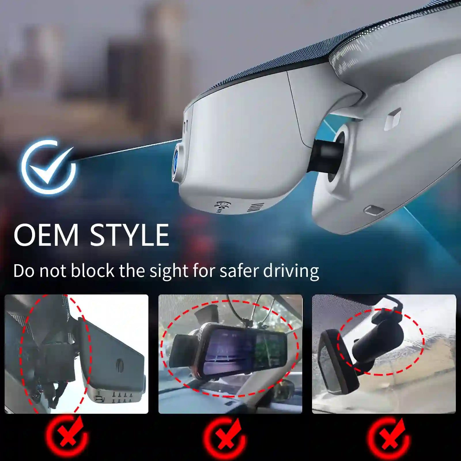 Audi Car-mounted device with text about safe driving and OEM style dash camera Gray two channel.