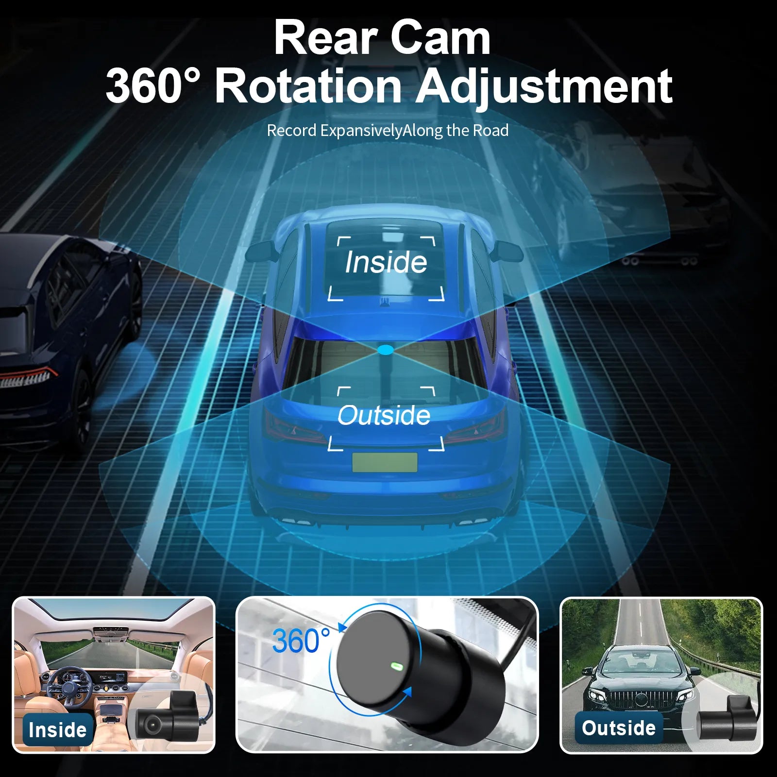 Mangoal Front 4K & Rear 1080p Dash Cam Custom fit for Audi (Model E Black), Integrated OEM Look, UHD 2160P Video, G-Sensor, Loop Recording, WiFi and Free App, 128GB Card