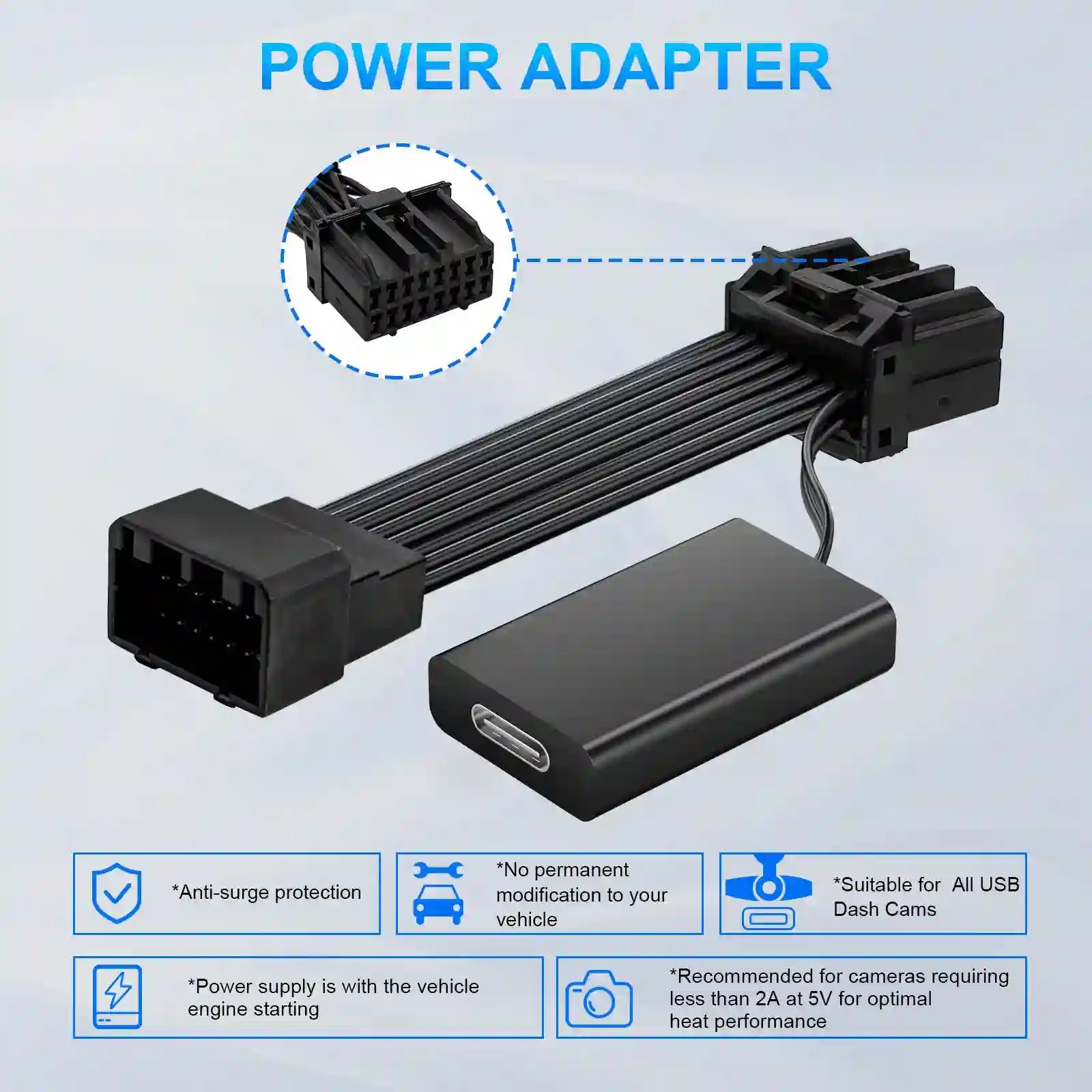 front camera for car power adapter