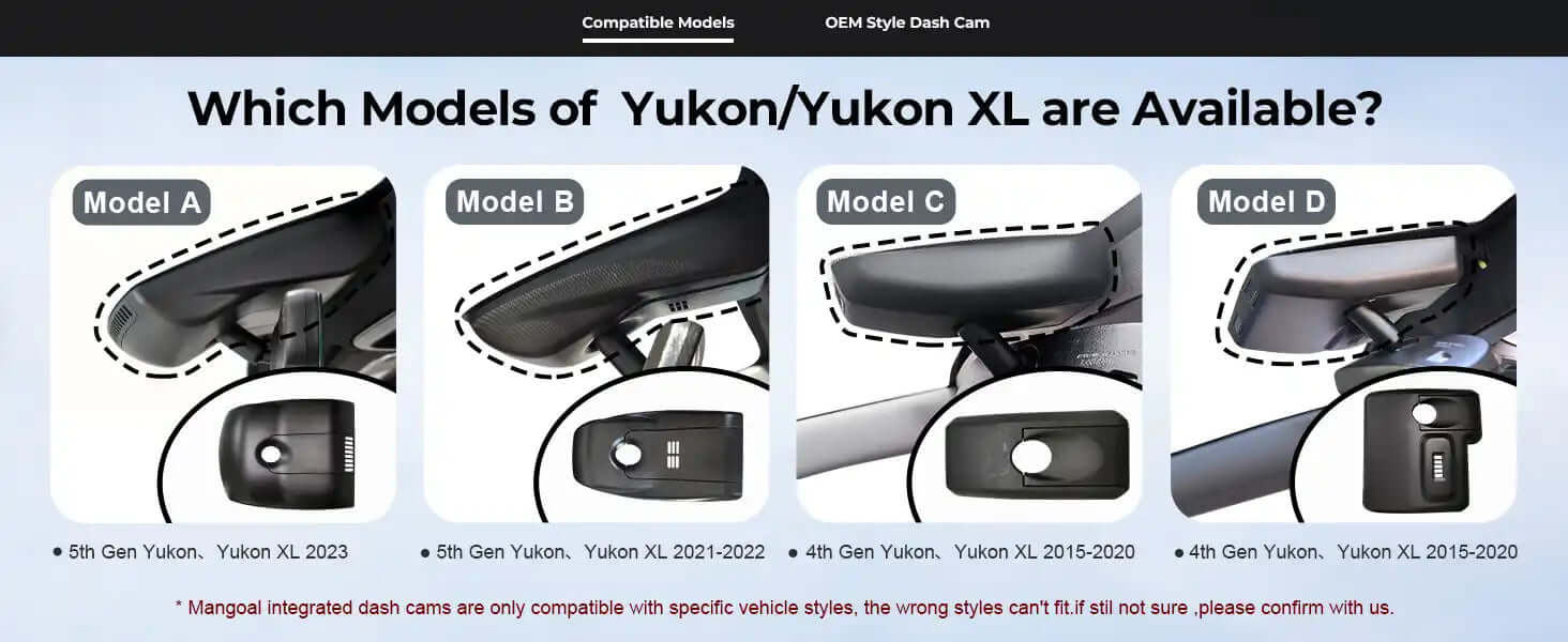 GMC Yukon/yukon XL dash camera for all models 