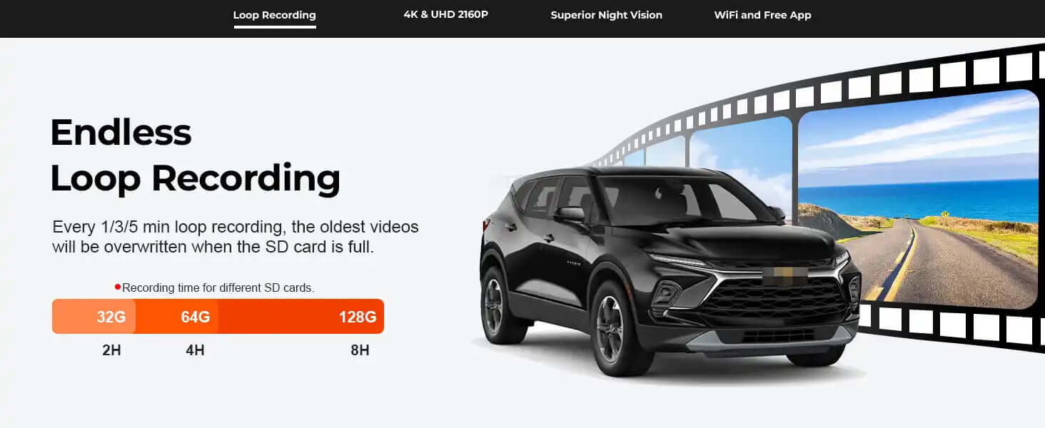 chevy blazer loop recording dash camera 