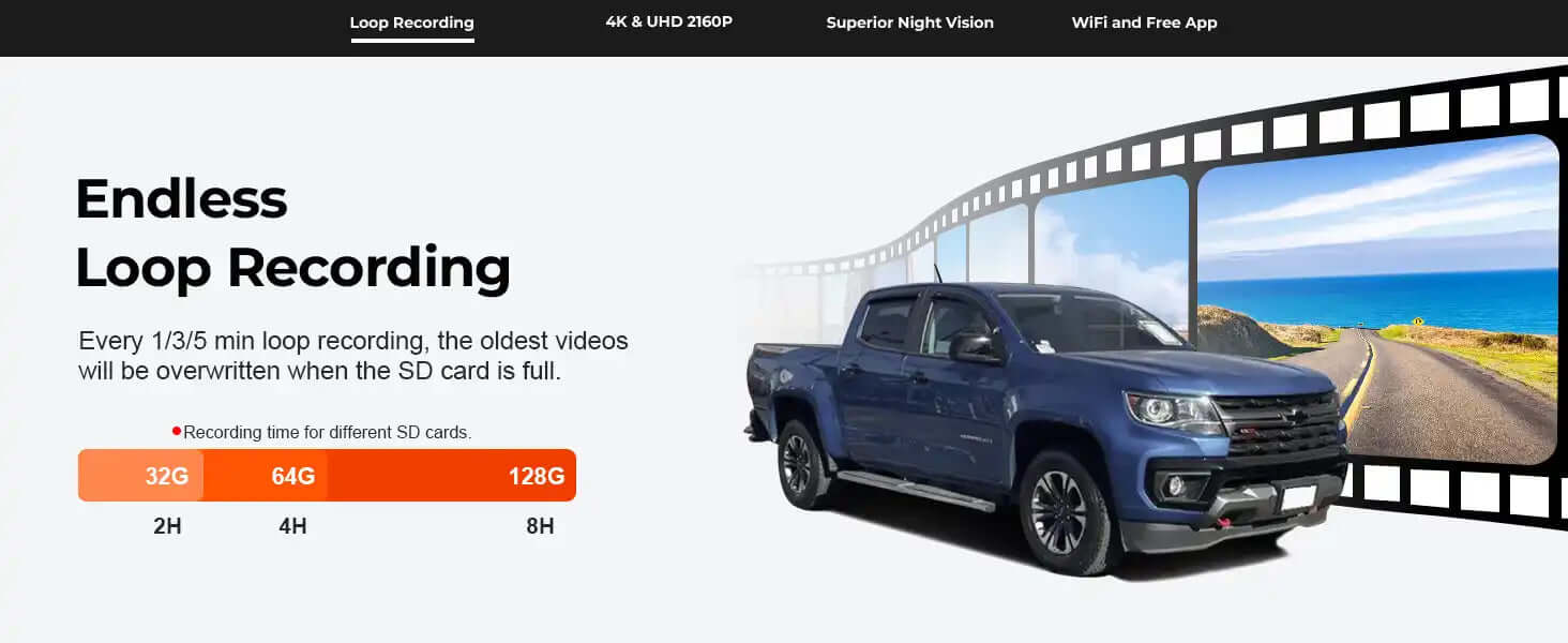 chevy colorado loop recording dash camera 
