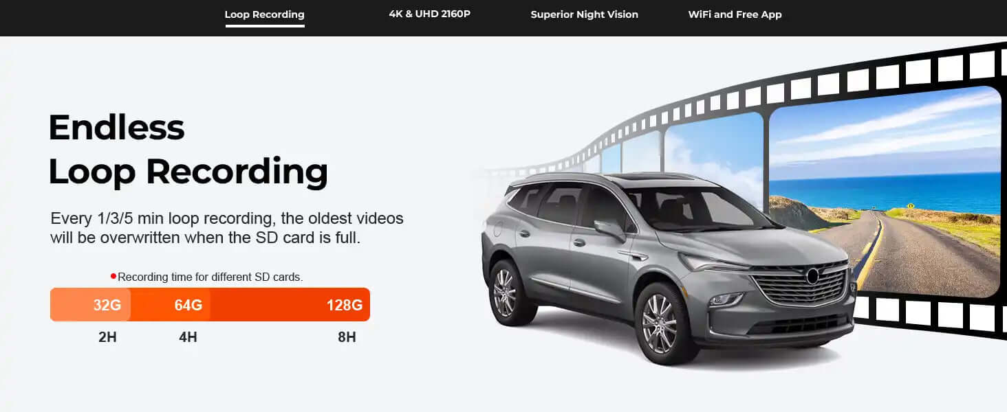 buick enclave dash camera loop recording 
