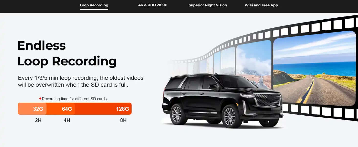 cadillac escalade loops recording dash camera