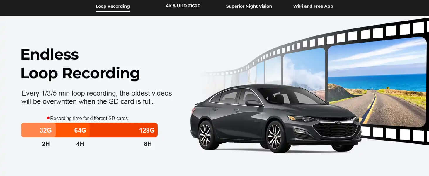 chevy Malibu loop recording dash camera 