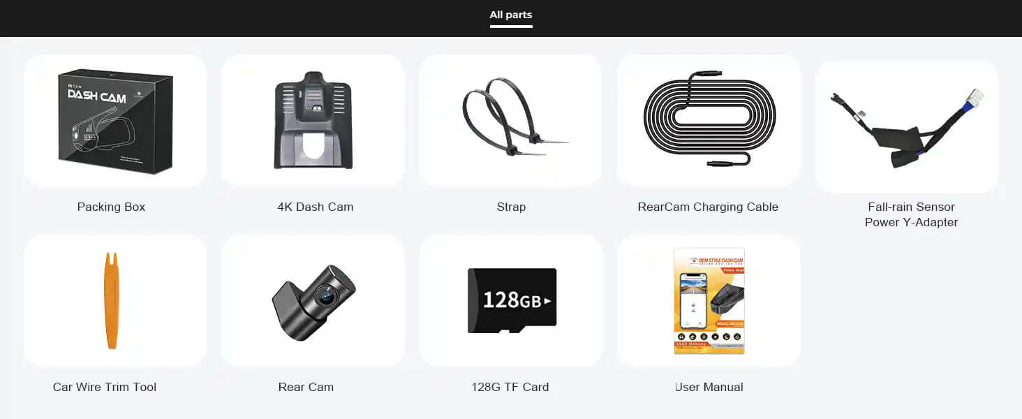 corolla dual dash camera accessories 