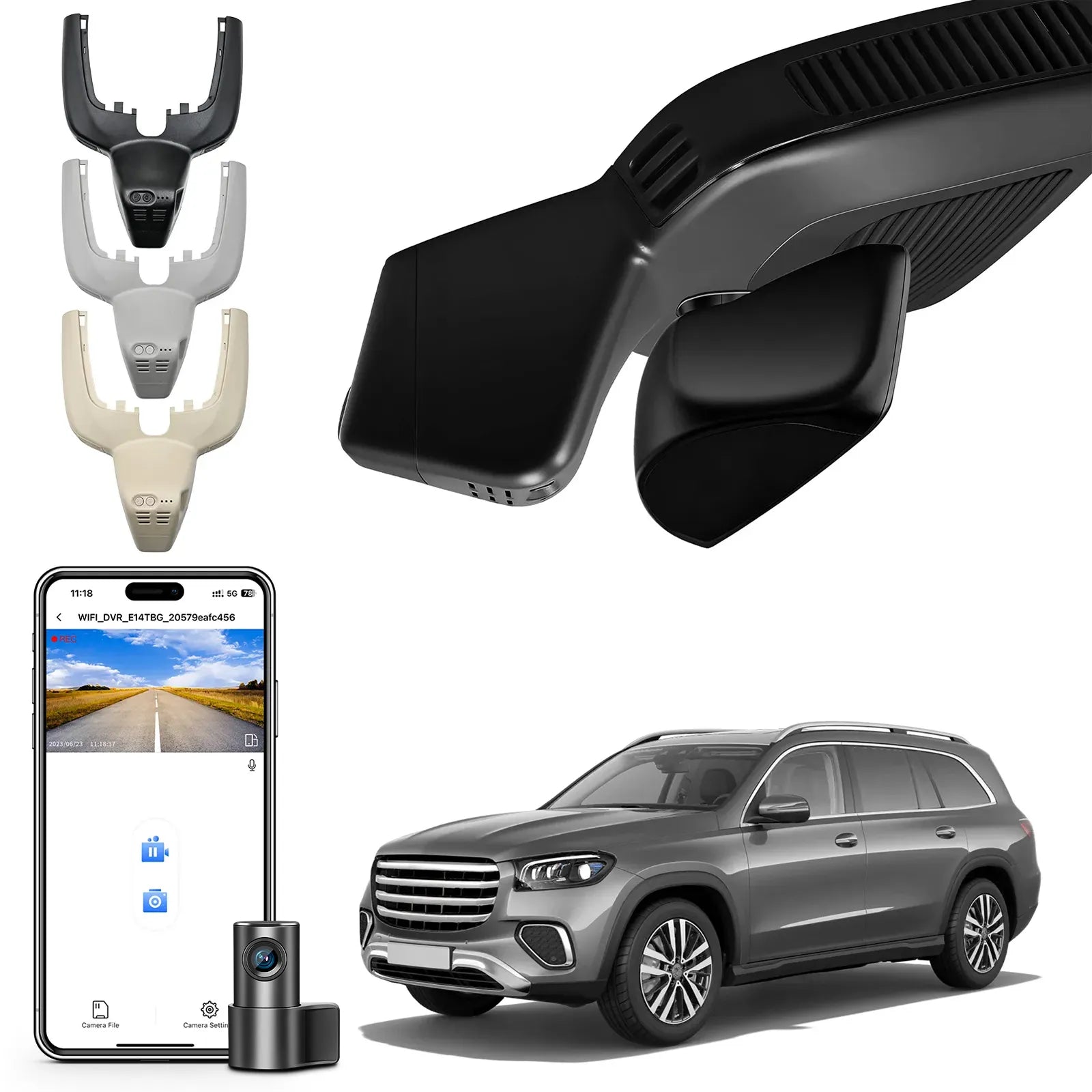 4K Front & 2K Rear 2 Channel HDR Dash Cam, Dual STARVIS 2 IMX678 IMX675 for Mercedes-Benz GLE(W167/C167) 2020-2025 & GLS(X167) 2020-2025(Model D Black), 5GHz WiFi, GPS, App & WiFi, 128GB Card