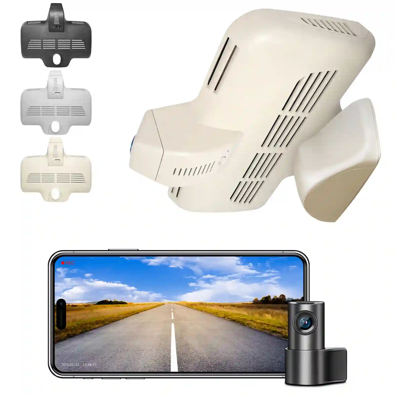 Front 4K and Rear 1080p Dash Cam for Mercedes-Benz C-Class Gen4 W/S/C/A 205 2015-2021(Model D Beige), C200 C250 C300 etc, OEM Look, WiFi & APP, Loop Recording, G-Sensor, GPS, 128GB Card