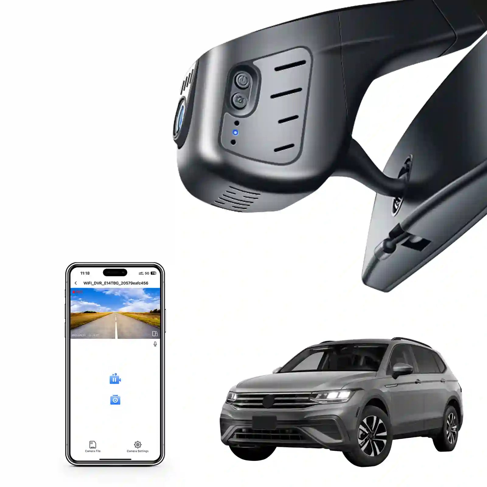Car dashboard camera, smartphone with app interface, for car apps support dash camera 