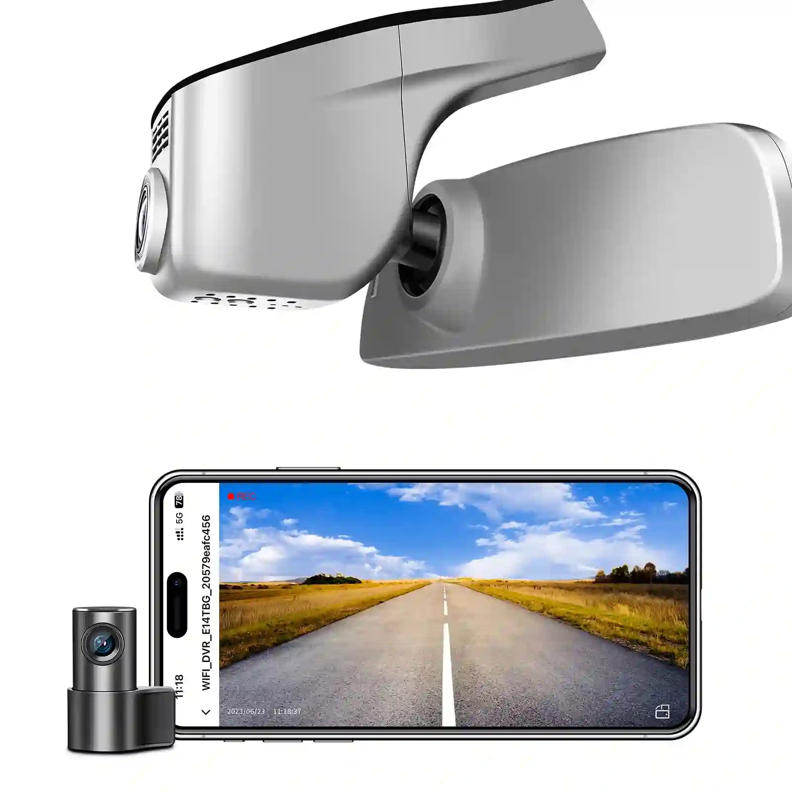 Front 4K & Rear 1080p Dash Cam Custom fit for VW Polo 2018 2019 2020 2021 2022 2023 2024 (Model A Gray),Trendline Comfortline Highline R-Line Beats GTI, UHD 2160P,App & WiFi,Loop Recording,128GB Card