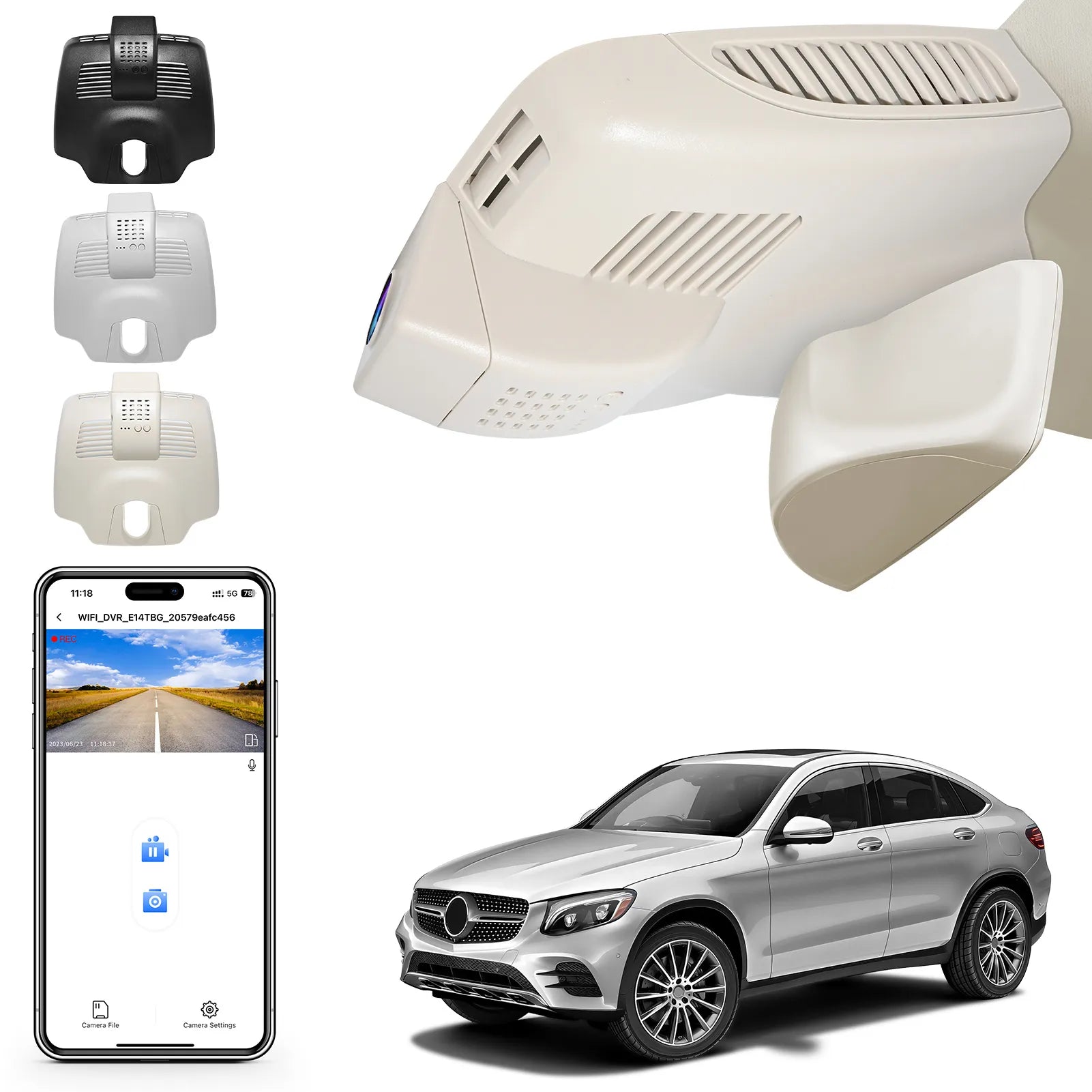 Car camera system with smartphone app and Mercedes-Benz GLC SUV 