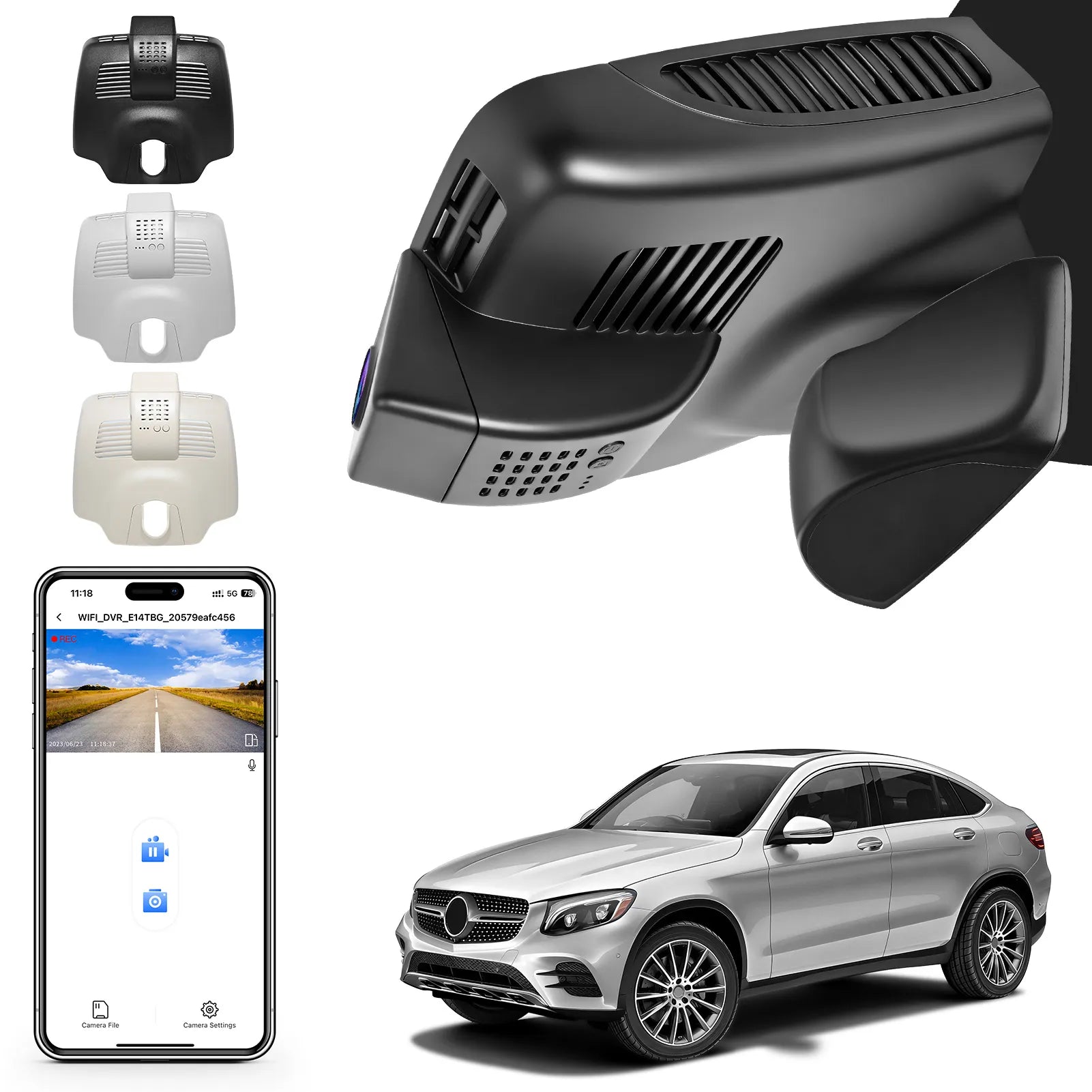 4K Dash Cam for Mercedes-Benz GLC Gen1 X253/C253 2016-2020(Model C Black), GLC200 220 250 300 etc, OEM Look, UHD 2160P, WiFi & APP, Loop Recording, G-Sensor, Easy to Install, GPS, 64GB Card
