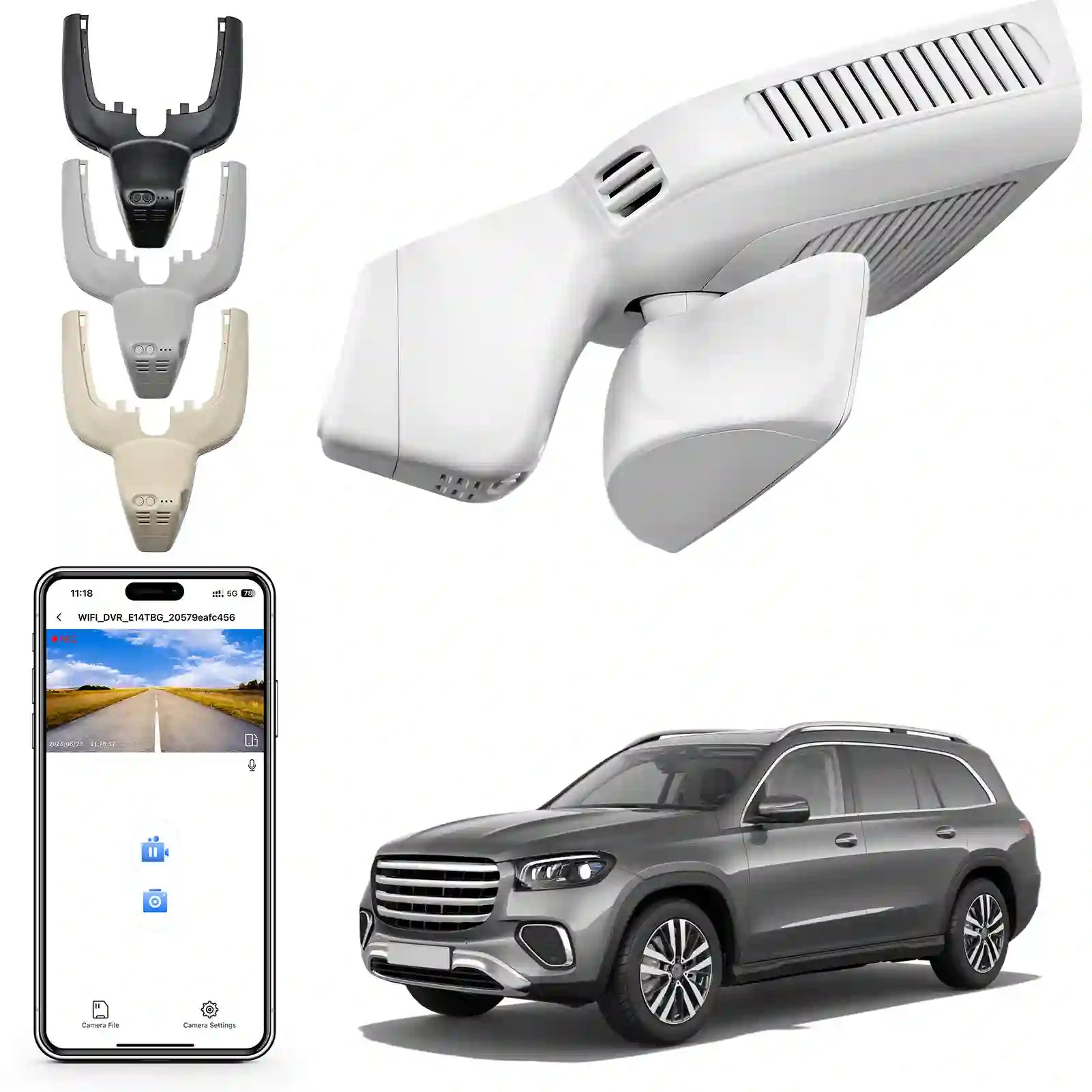 Car air freshener, car air vent clip, smartphone with app interface, and SUV  by mangoal 