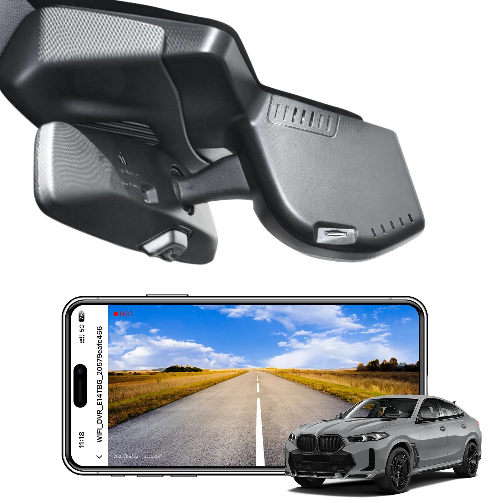 4K Dash Cam Custom for BMW X6 Gen3 G06 2024 2025 X6 LCI (Life Cycle Impulse)(Model C), X6M M60i xDrive40i, OEM Style, 2160P UHD Video, WiFi & APP, 64GB Card