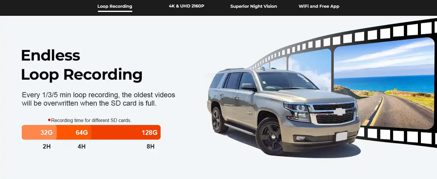 suburban tahoe loop recording dash camera 