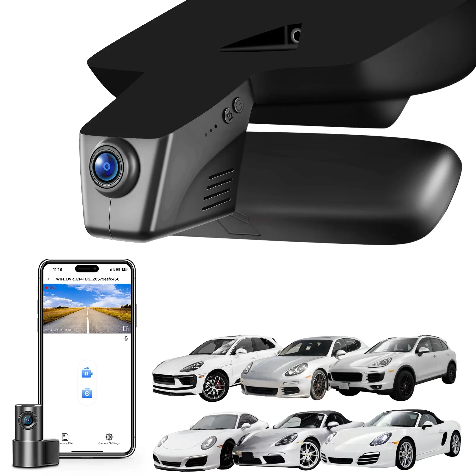 Front 4K & Rear 1080p Dash Cam for Porsche Cayenne(E2 92A) 2011-2018,Macan 2015-2026, 911(991) 2011-2019, Panamera(970) 2010-2016, Boxster/Cayman(981) 2013-2016, 718 Boxster/Cayman/Spyder(982) 2017-2025(Model B), 128gb Card