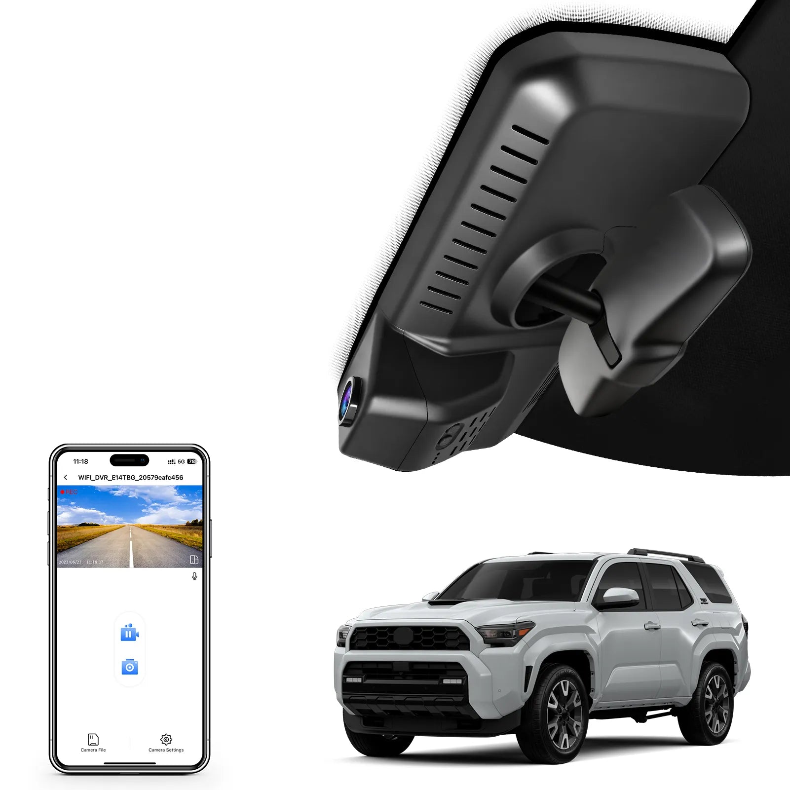 4K Dash Cam Custom fit for Toyota 4Runner 2025 2026 (Model B), Limited SR5 TRD Off Road Premium TRD Sport Premium etc, Integrated OEM Look, UHD 2160P Video, App & WiFi, GPS, 64GB Card