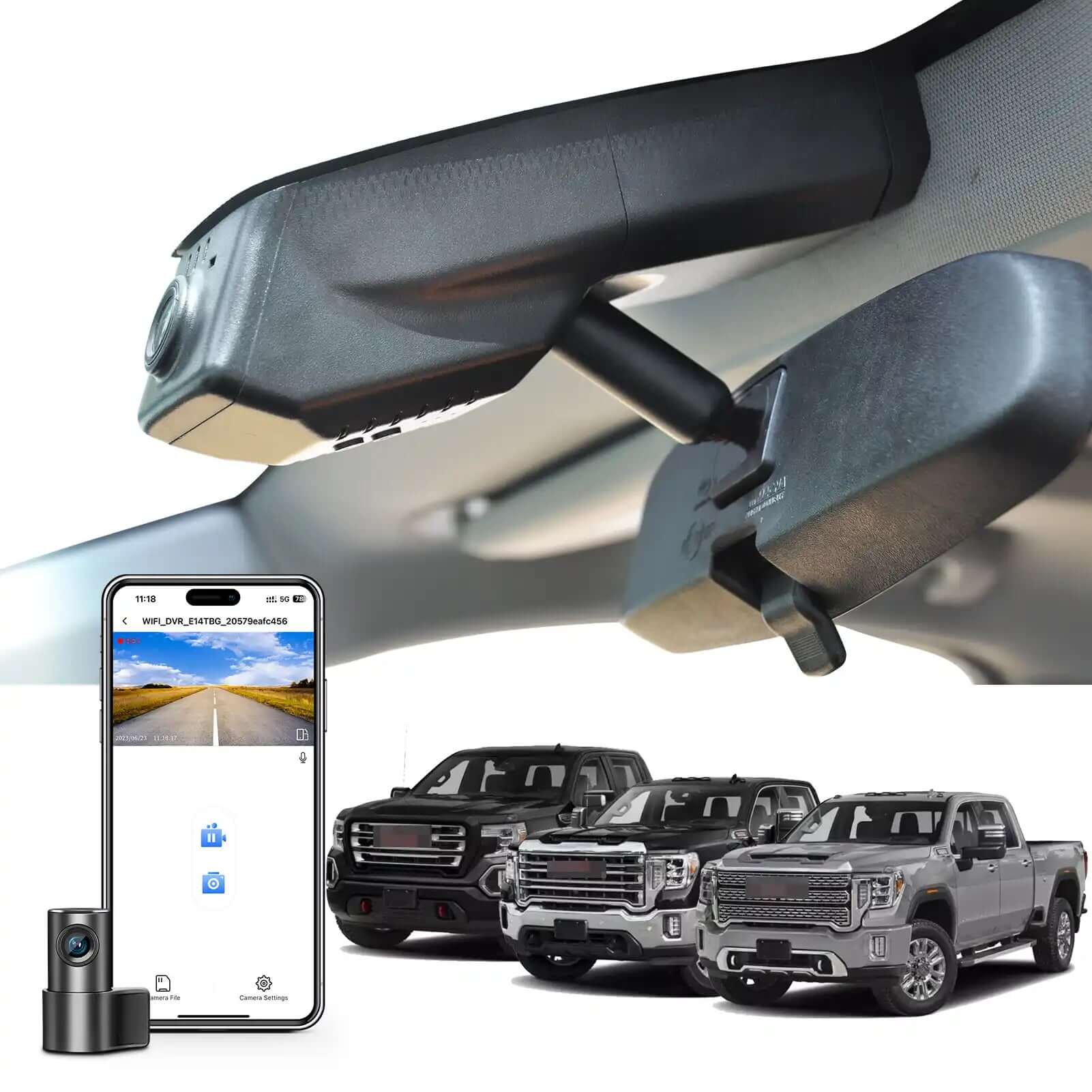 GMC Sierra front 4k & rear 1080P dual dash cam 