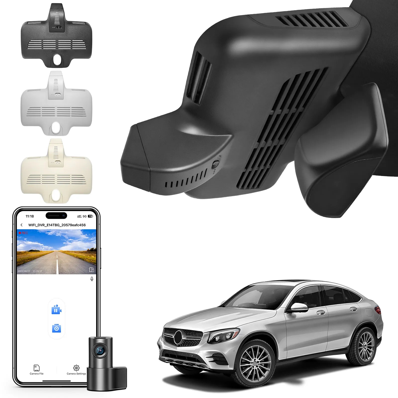 Front 4K and Rear 1080P Dash Cam for Mercedes-Benz GLC Gen1 X253/C253 2016-2020(Model D Black), GLC300 etc, OEM Look, WiFi & APP, Loop Recording, G-Sensor, Easy to Install, GPS, 128GB Card
