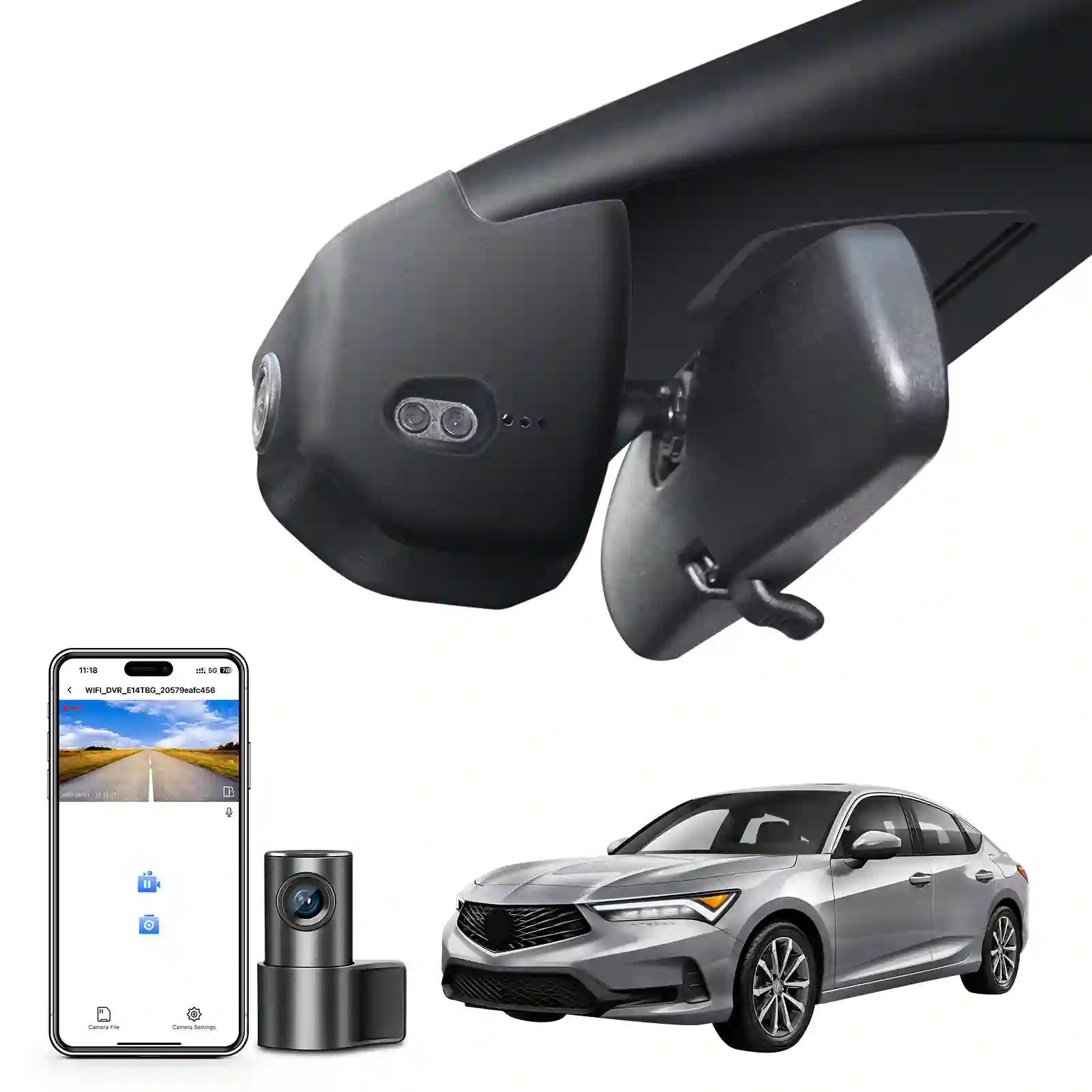 Front 4K & Rear 1080p Dash Cam Custom fit for Acura Integra 2023 2024 2025(Black), Type S w/A-Spec Technology Package, Integrated OEM Look, WiFi & App, 128GB Card