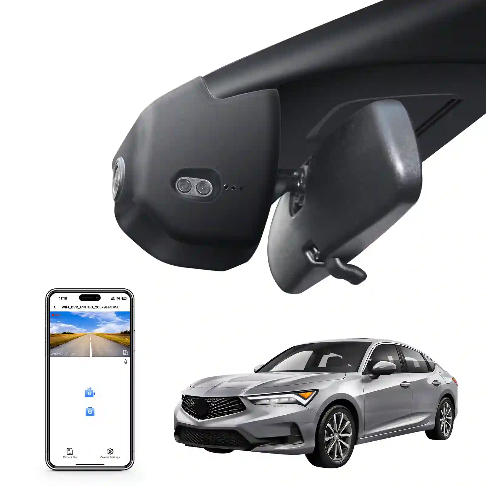4K Dash Cam Custom fit for Acura Integra 2023 2024 2025(Black), Type S w/A-Spec Technology Package, Integrated OEM Look, WiFi & App, 64GB Card