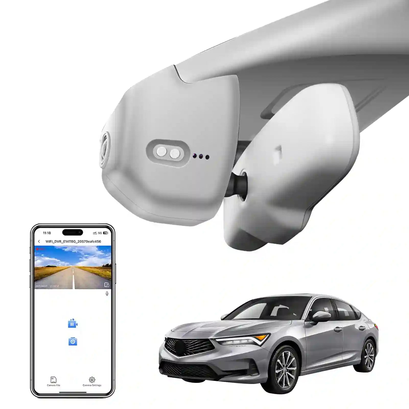 4K Dash Cam Custom fit for Acura Integra 2023 2024 2025(Gray), Type S w/A-Spec Technology Package, Integrated OEM Look, WiFi & App, 64GB Card