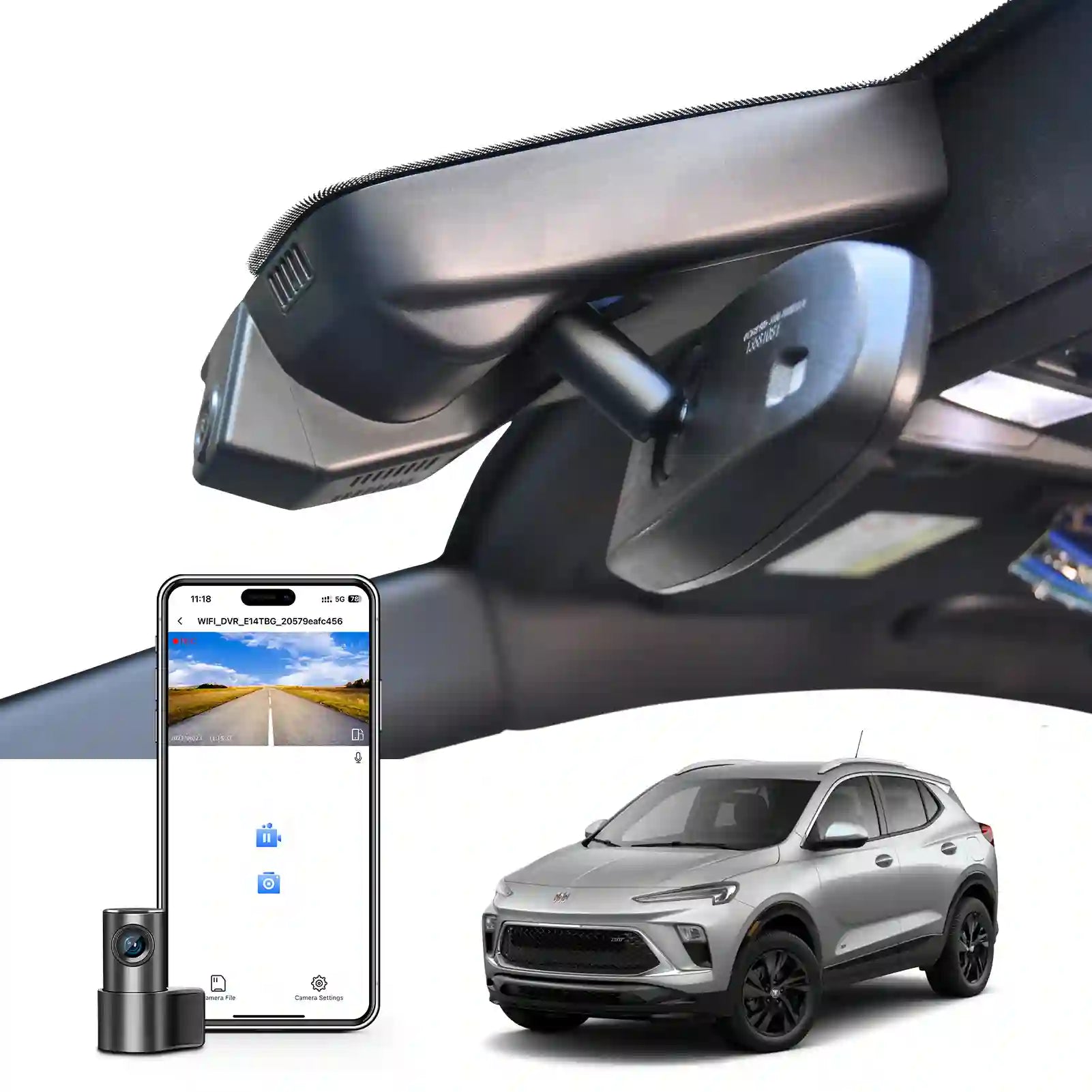 Front 4K & Rear 1080p Dash Cam for Buick Encore GX 2020-2025, Not Suitable for Buick Encore, OEM Look, UHD 2160P Video, WiFi & Free App, G-Sensor, Loop Recording, 128GB Card