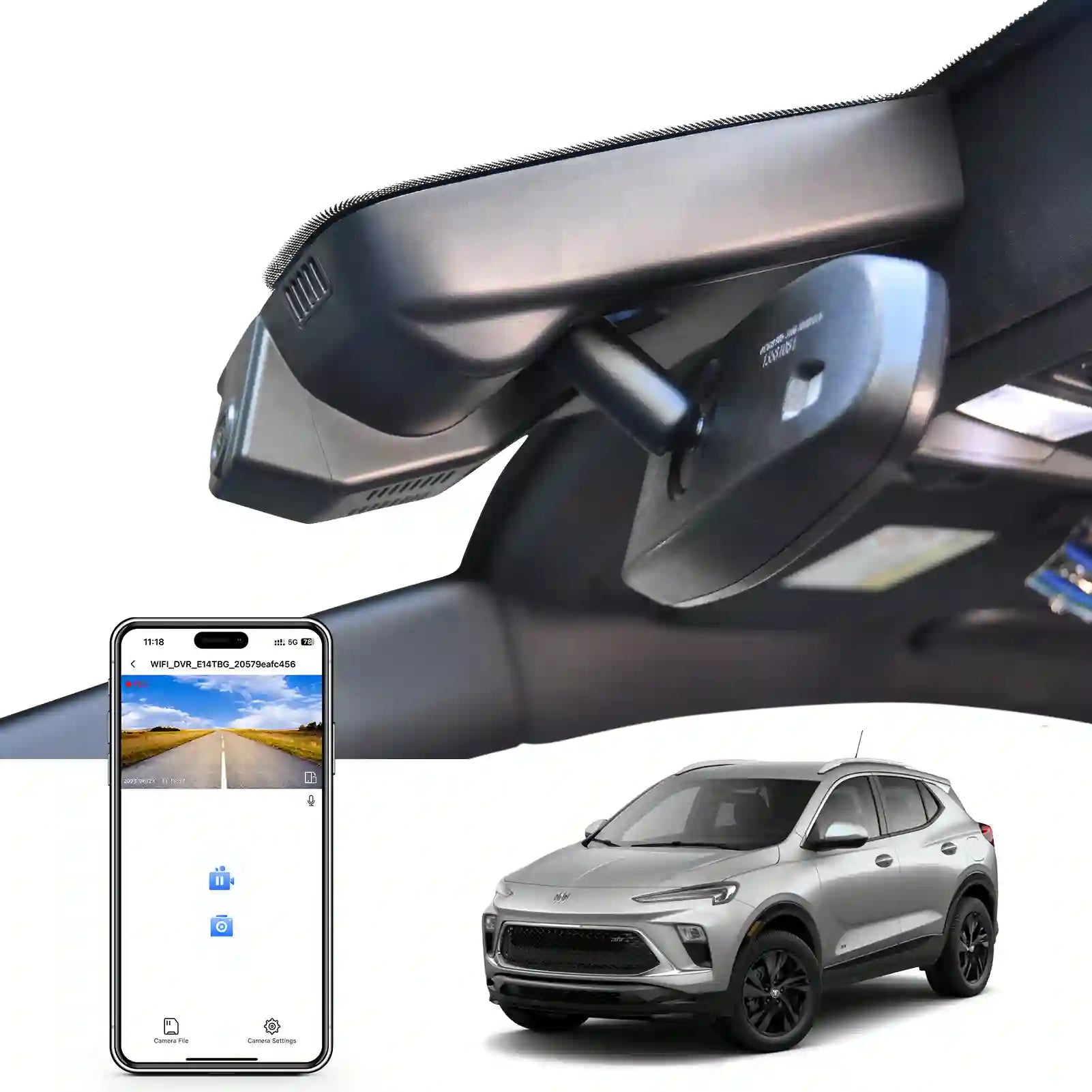 4K Dash Cam Custom fit for Buick Encore GX 2020-2025, Not Suitable for Buick Encore, Integrated OEM Look, UHD 2160P Video, WiFi & App, Easy to Install, 64GB Card