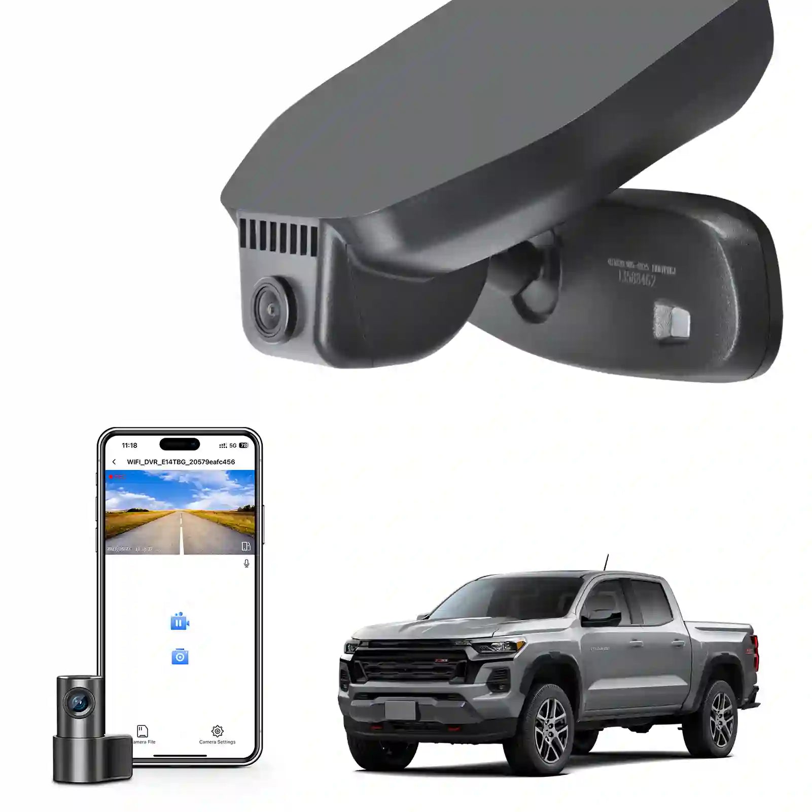 Front 4K & Rear 1080p Dash Cam Custom fit for Chevy Colorado 2023 2024 2025 WD LT Z71 ZR2 Work Truck Trail Boss(Model B), Integrated OEM Look, UHD 2160P Video, Free App & WiFi, 128GB Card