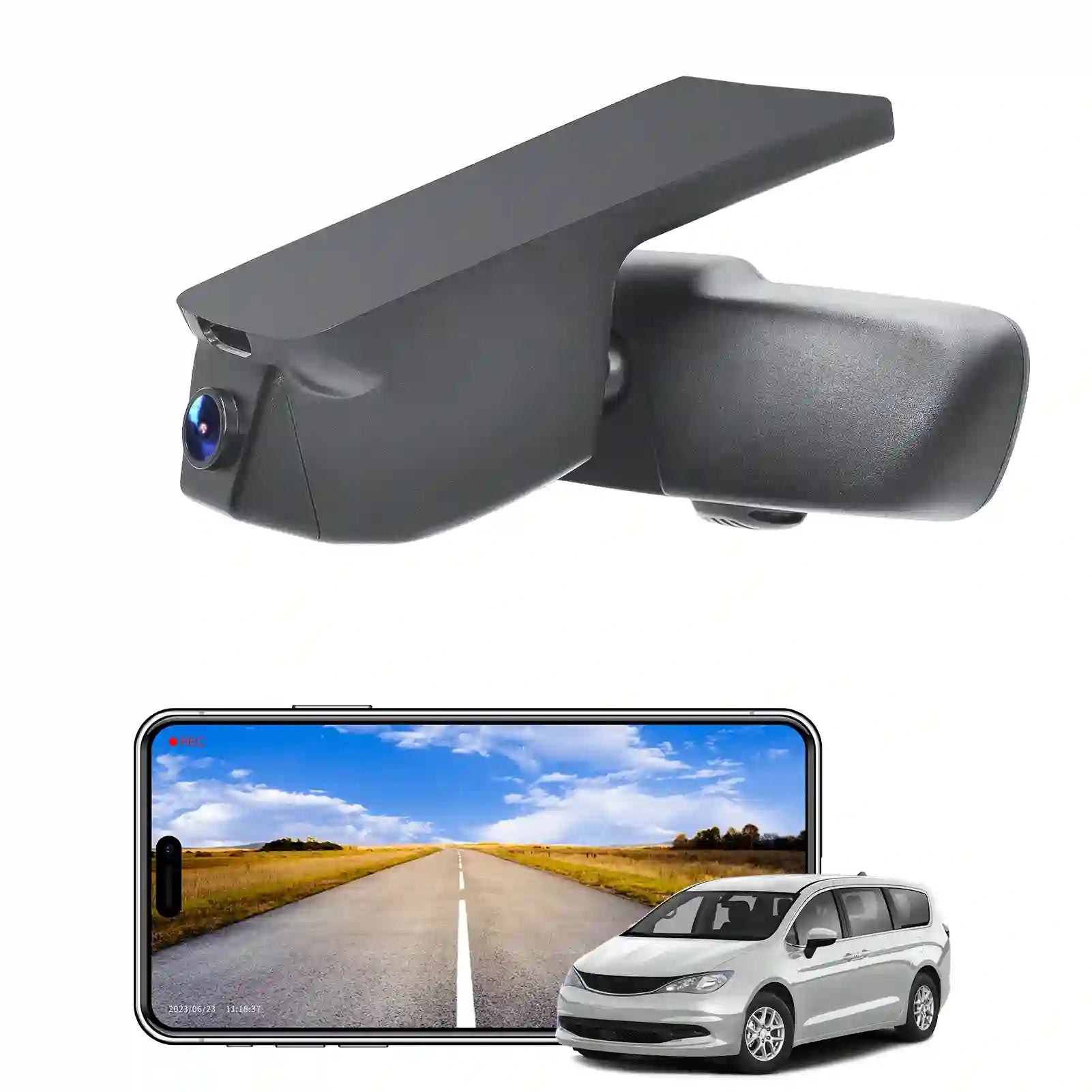 4K Dash Cam Custom fit for Chrysler Voyager Gen6 2020 2021 2022 2023 2024 2025 (Model B), L LX LXI, Integrated OEM Look, UHD 2160P Video, App & WiFi, 64GB Card