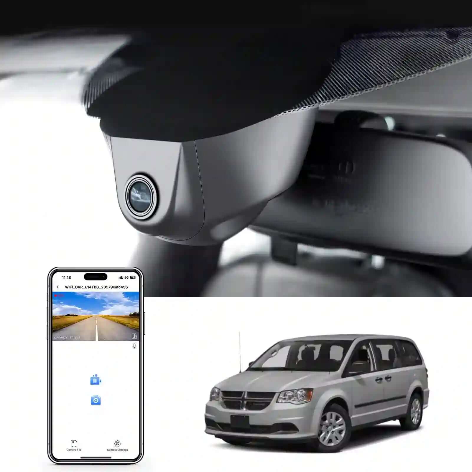 dodge caravan front 4K single dash cam 