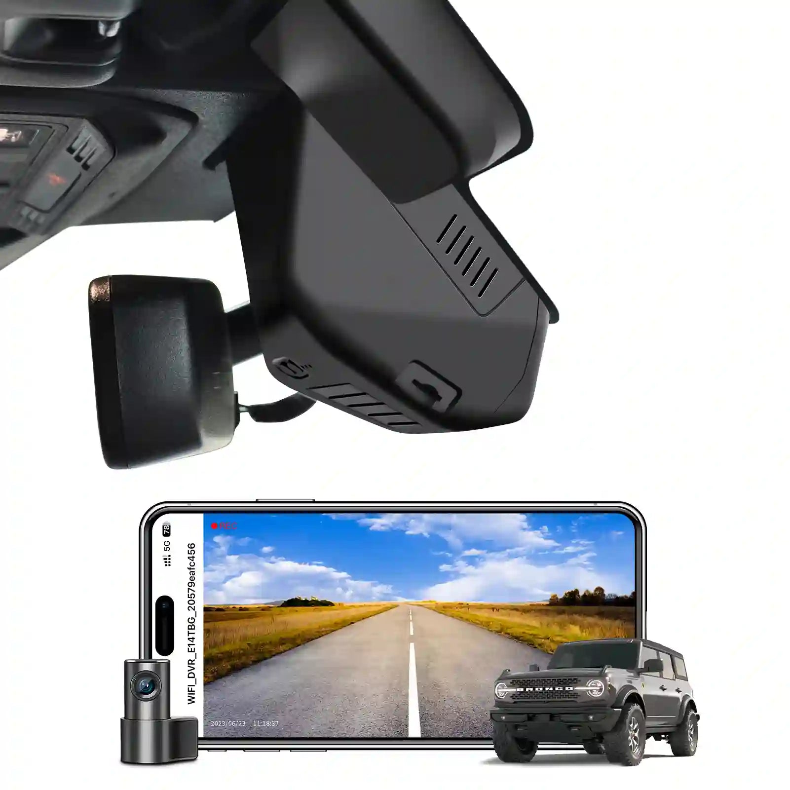Front 4K & Rear 1080 Dash Cam Fit for Ford Bronco 2025(Model B), Does Not Fit Ford Bronco Sport, WiFi & App, 128GB Card