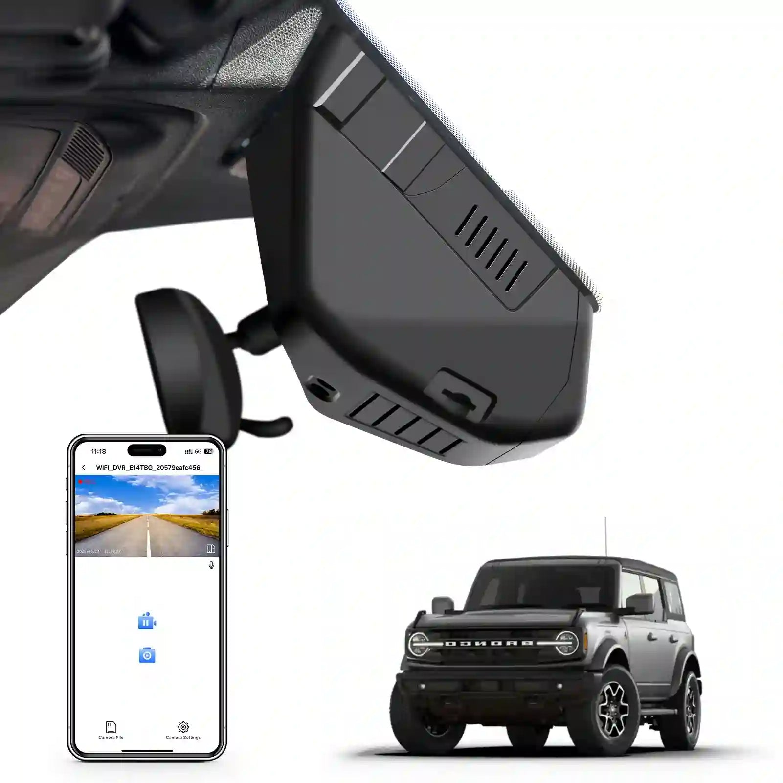 ford bronco dash cam mount 