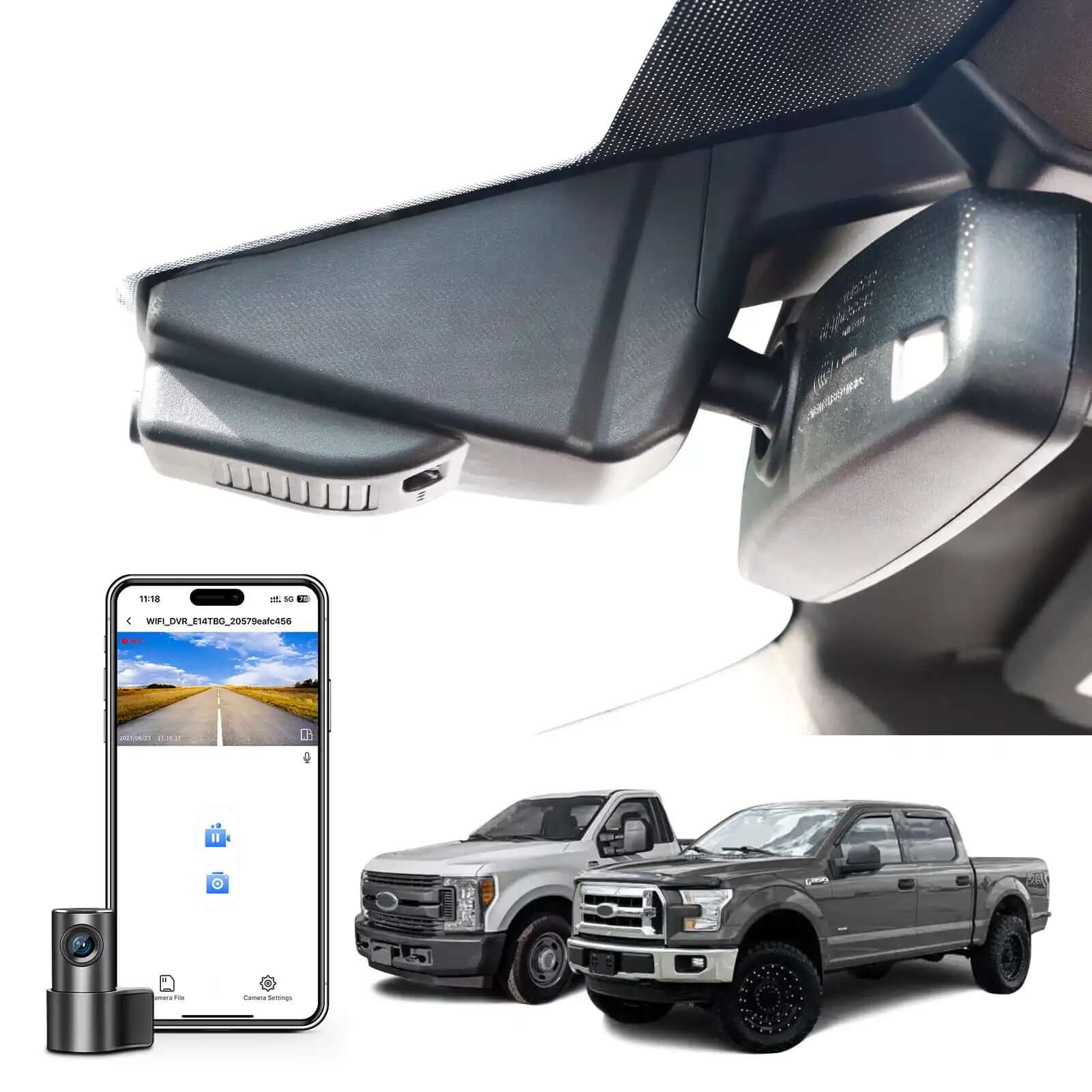 Front4K&Rear1080pDashCamCustomforFordF1502015-2020F250/F350SuperDuty2017-2019XLTLariatKingRanchRaptorLimitedPlatinumAccessories(ModelC),WiFi,App,GPSx1,128GBCard