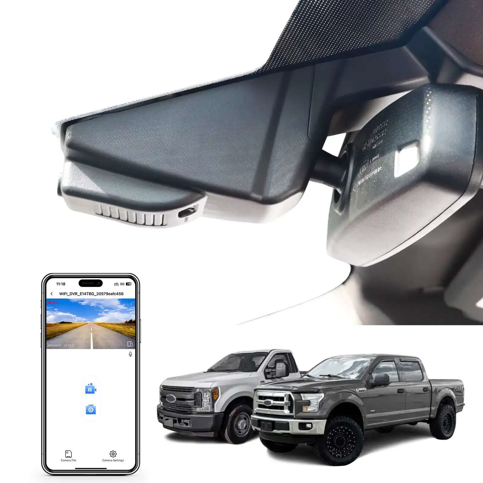 DashCam4KCustomfitforFordF1502015-2020F250/F350SuperDuty2017-2019XLTLariatKingRanchRaptorLimitedPlatinumAccessories(ModelC),UHD2160PVideo,WiFi,App,GPS,64GBCard