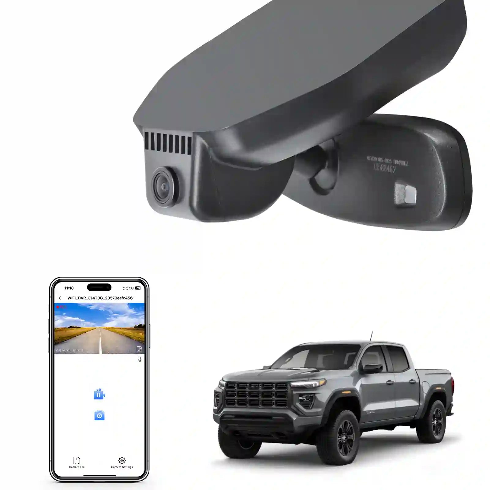 4K Dash Cam Custom fit for GMC Canyon 2023 2024 2025 WD Elevation AT4 Denali(Model B), Integrated OEM Look, UHD 2160P Video, Built-in WiFi, Free App and 128GB Card