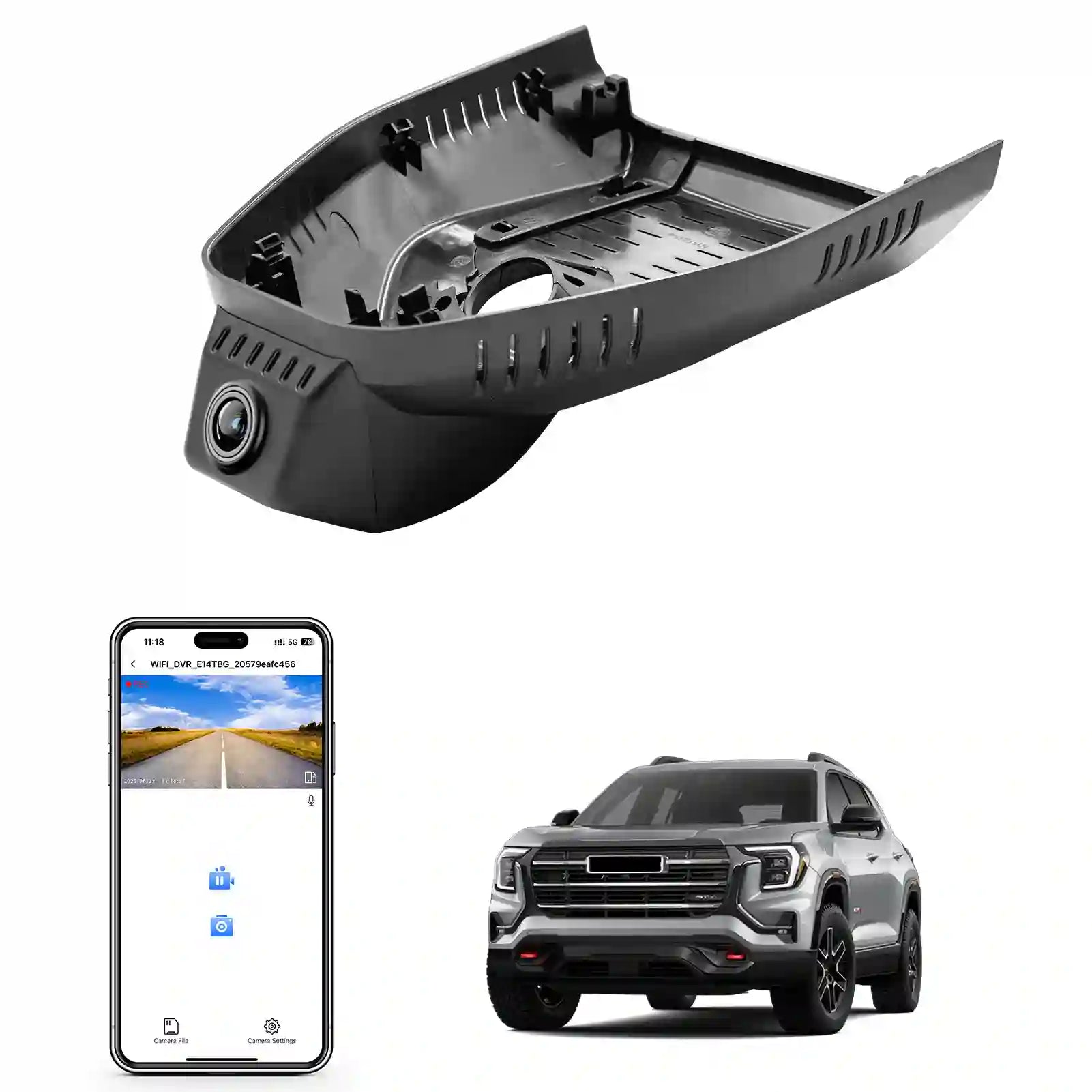 4K Dash Cam for GMC Terrain 2025 2026(Model C), SL SLE SLT AT4 Denali,Free App & WiFi, 64GB Card