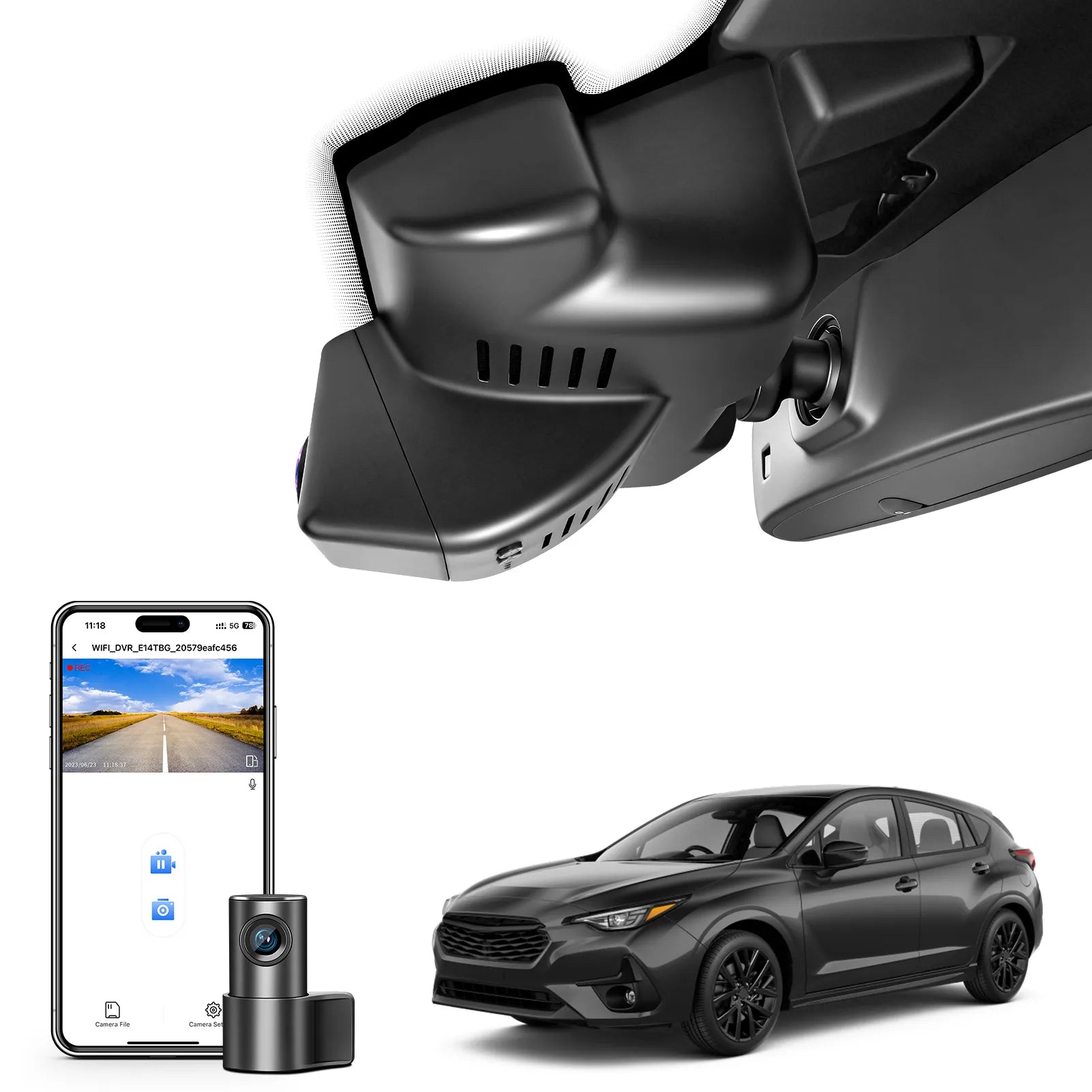 Car dashboard camera, smartphone app, and car 