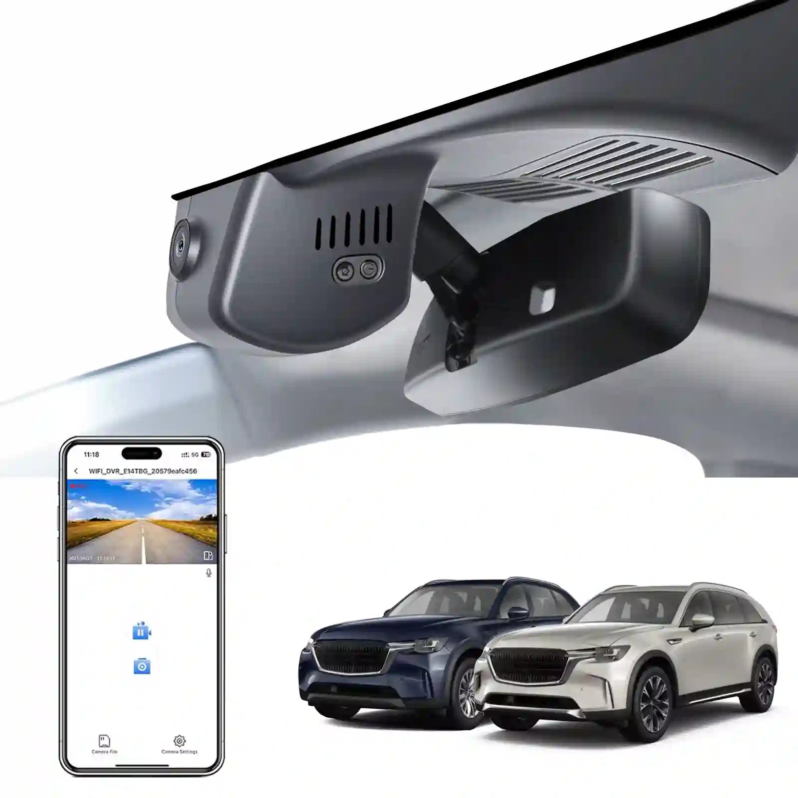 4K Dash Cam Custom fit for Mazda CX-90 2023 2024 2025 & CX-90 PHEV 2024 2025, UHD 2160P Video, Free App & WiFi, 64GB Card