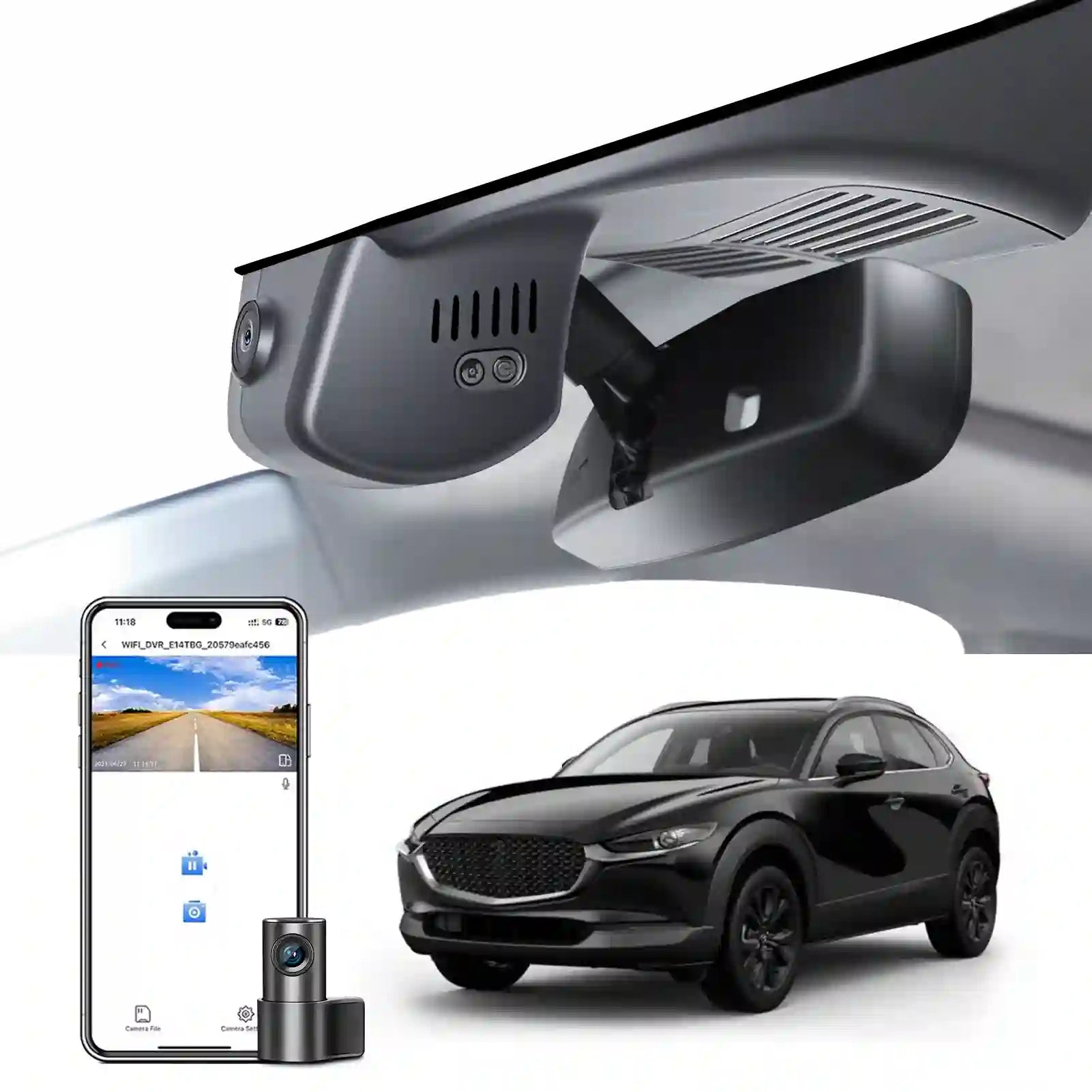 Front 4K & Rear 1080p Dash Cam Custom fit for Mazda CX-30 2024 2025 (Model B), UHD 2160P Video, Free App & Wifi, 64GB Card